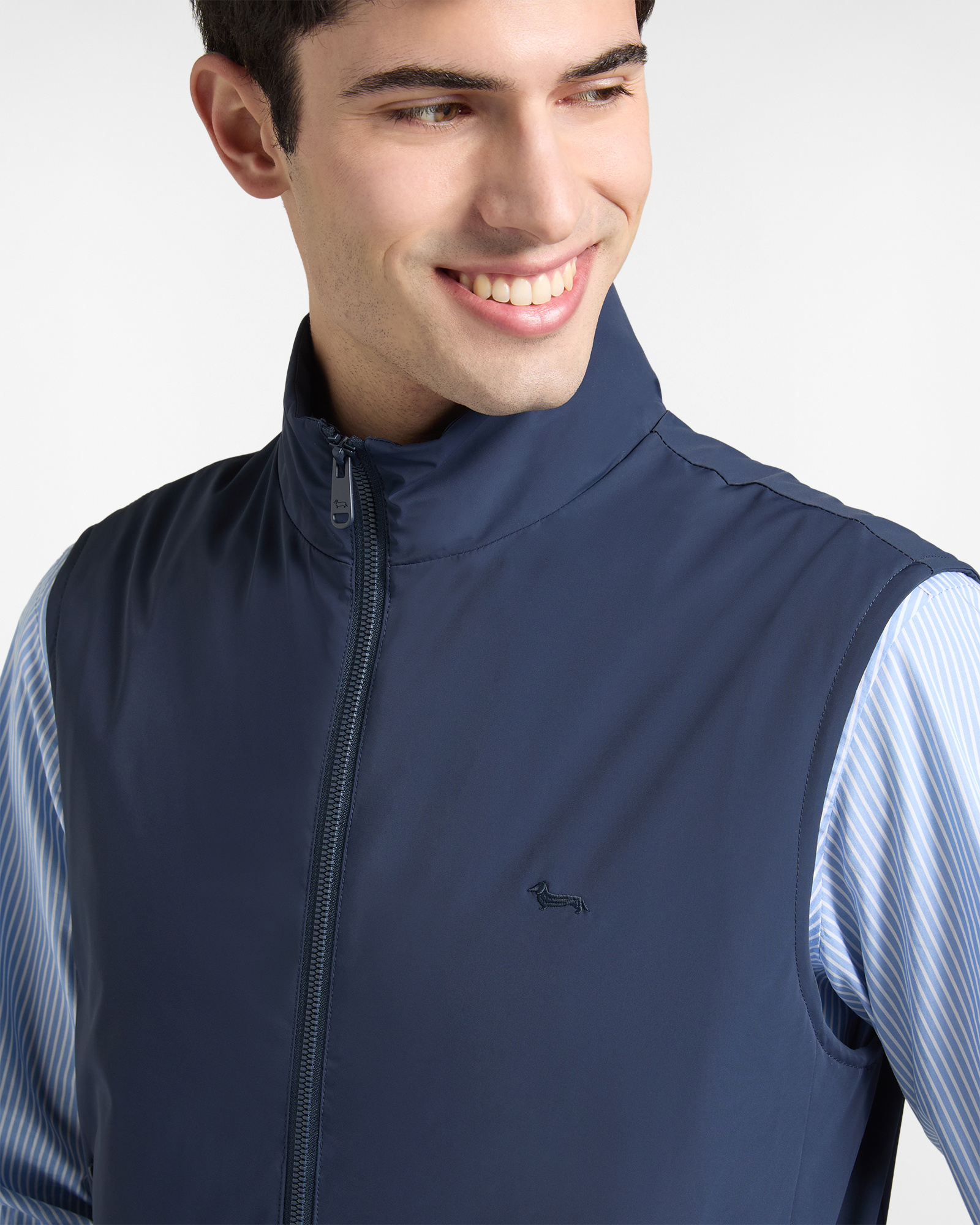 Gilet Uomo in Nylon Con Ricamo, Blu Navy, large image number 2