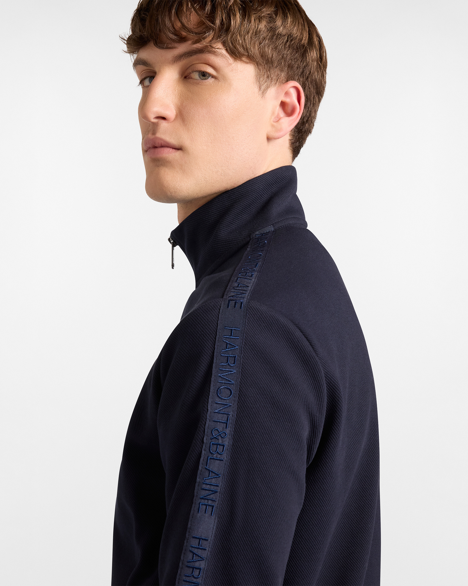 Felpa Full Zip Bande Logate, Blu Navy, large image number 2
