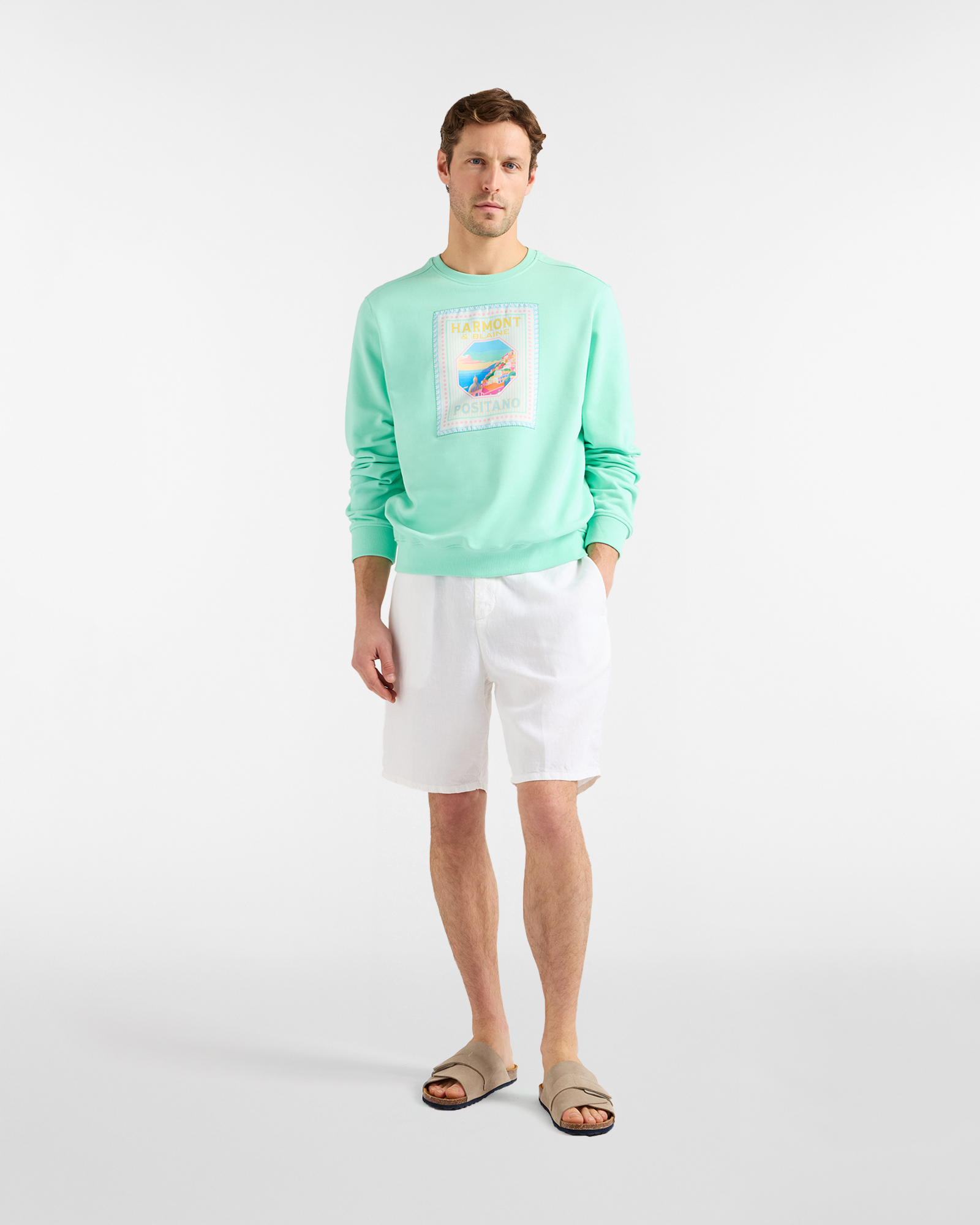 Men's Postcard capsule cotton sweatshirt, Green, large image number 3