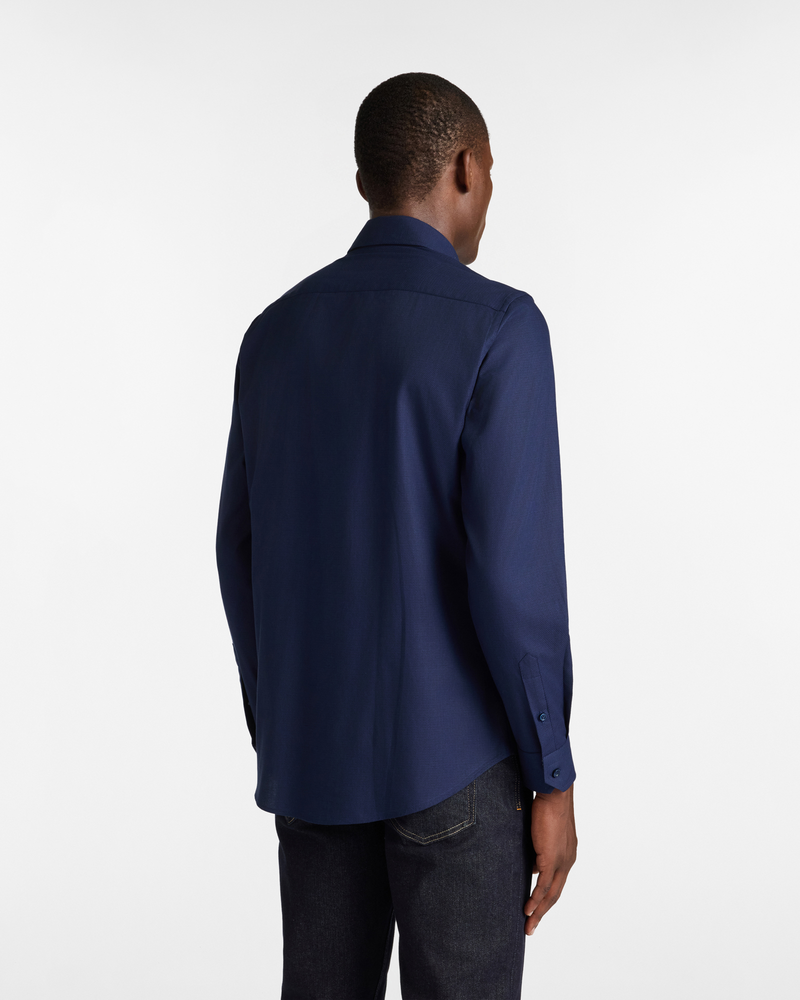 Cotton Shirt with Contrast Inner Cuffs