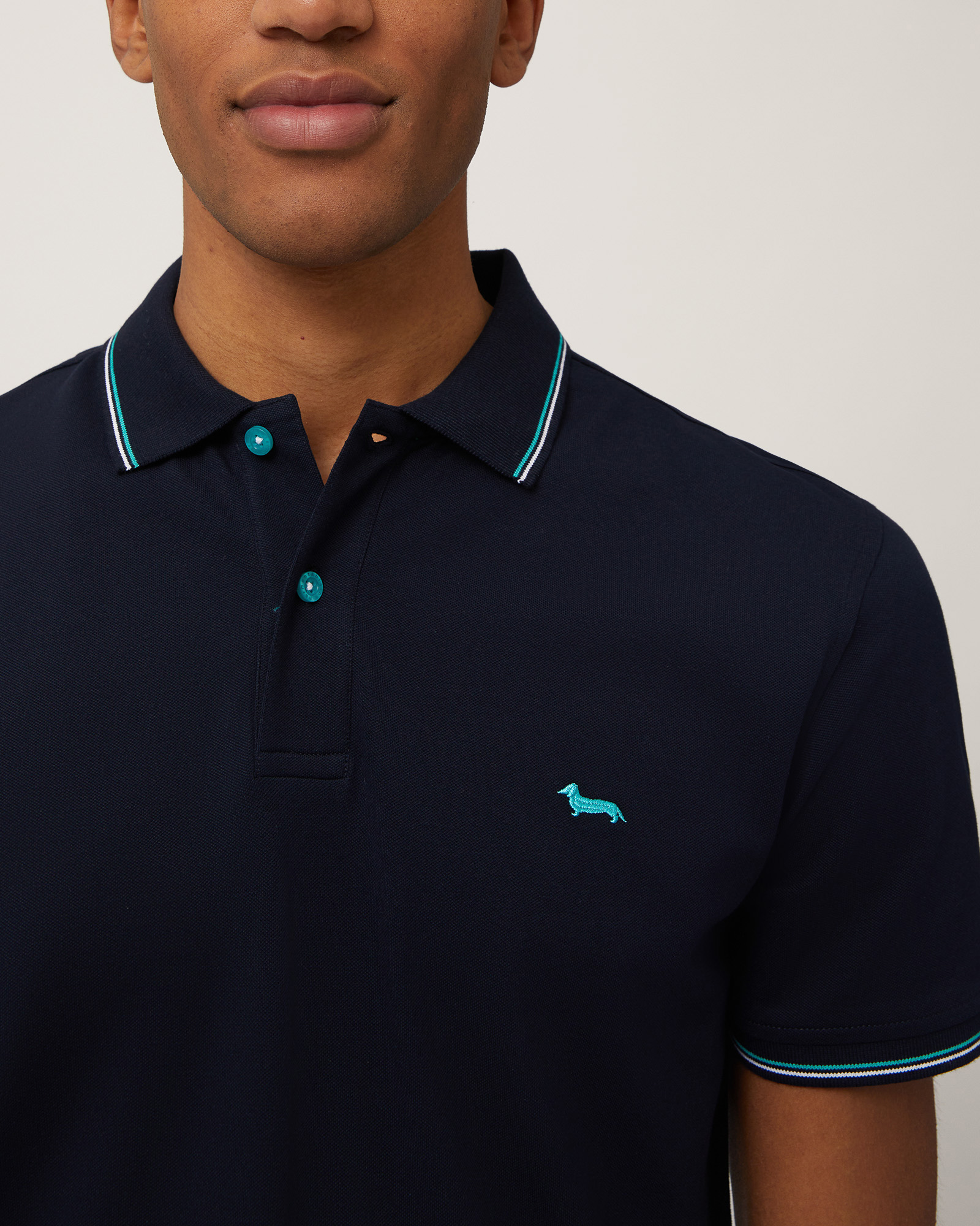 Polo con detalles de rayas, Marino, large image number 2