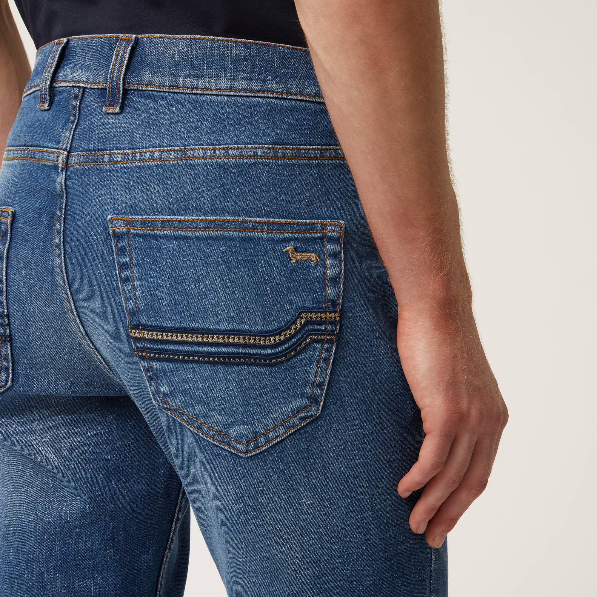 Five-Pocket Denim Jeans With Embroidery On The Back, Beige, large image number 2