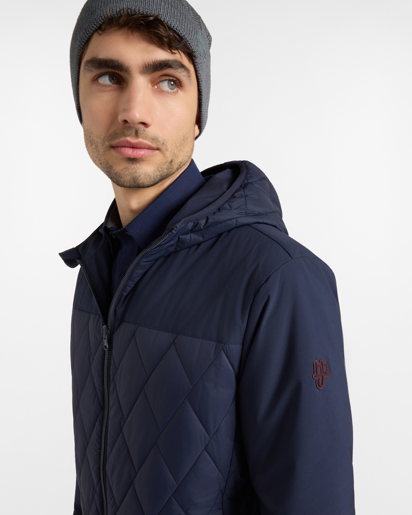 Giubbino HBJ Uomo reversibile trapuntato in nylon tecnico, BLU SCURO, large