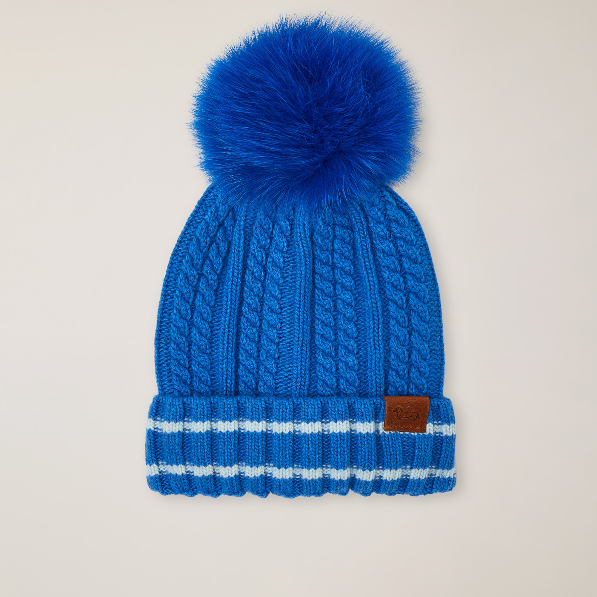 Cappello Con Pon Pon In Pelliccia, Bluette, large image number 0