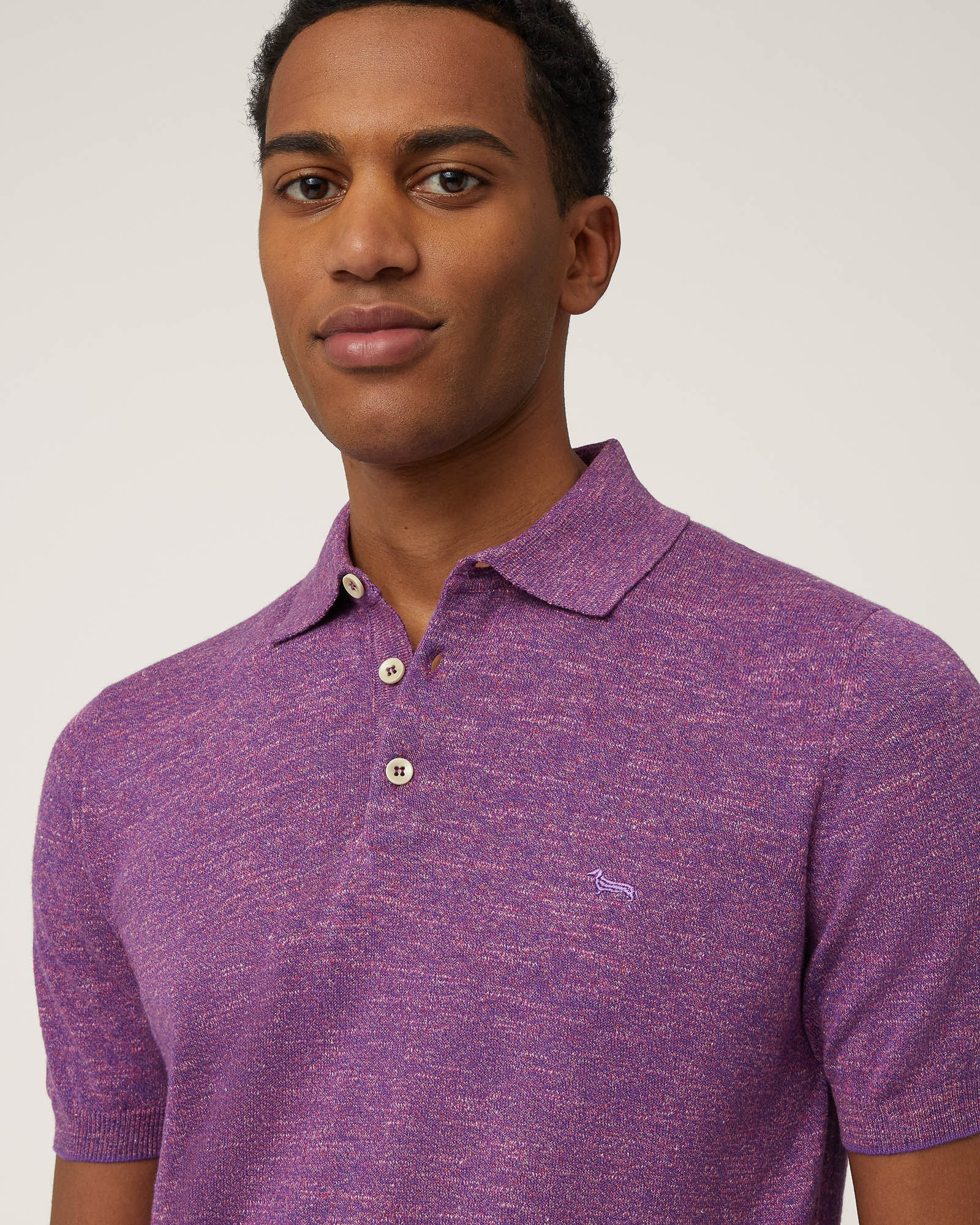 Slub Tweed Polo Shirt, Violet, large image number 2