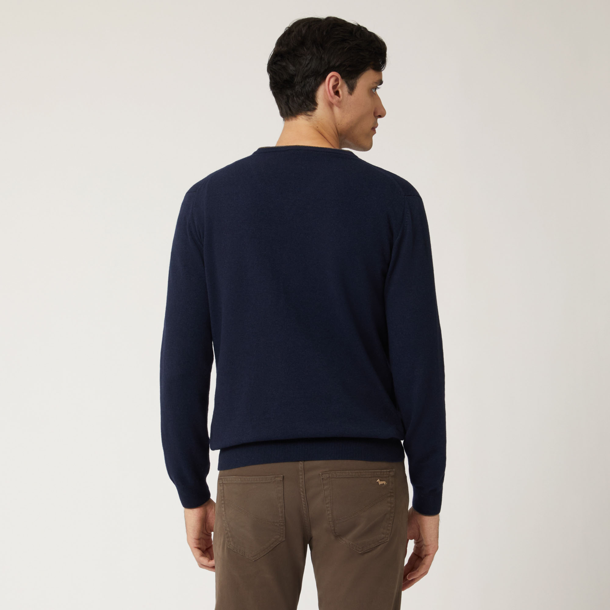 Wool And Viscose V-Neck Pullover, Blue, large image number 1