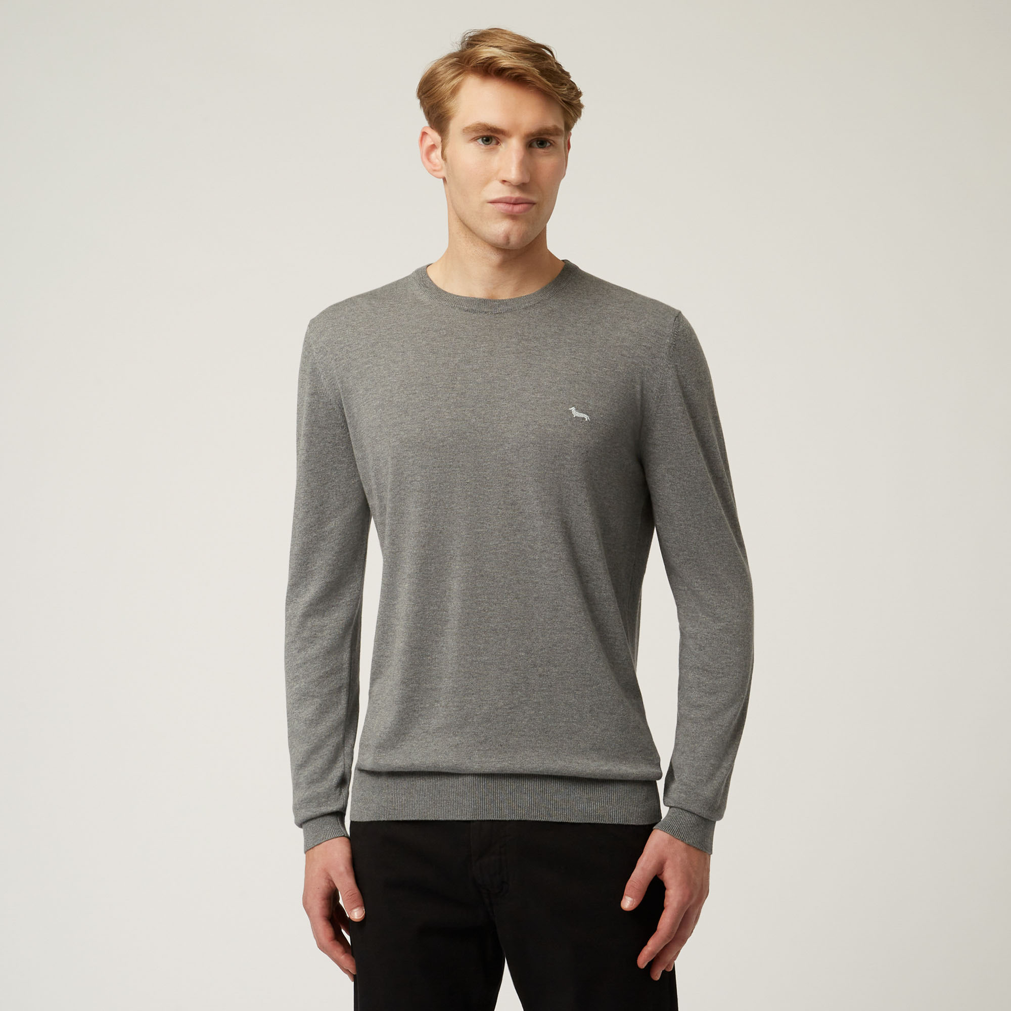 Maglia Essentials in cotone e cashmere, Grigio, large