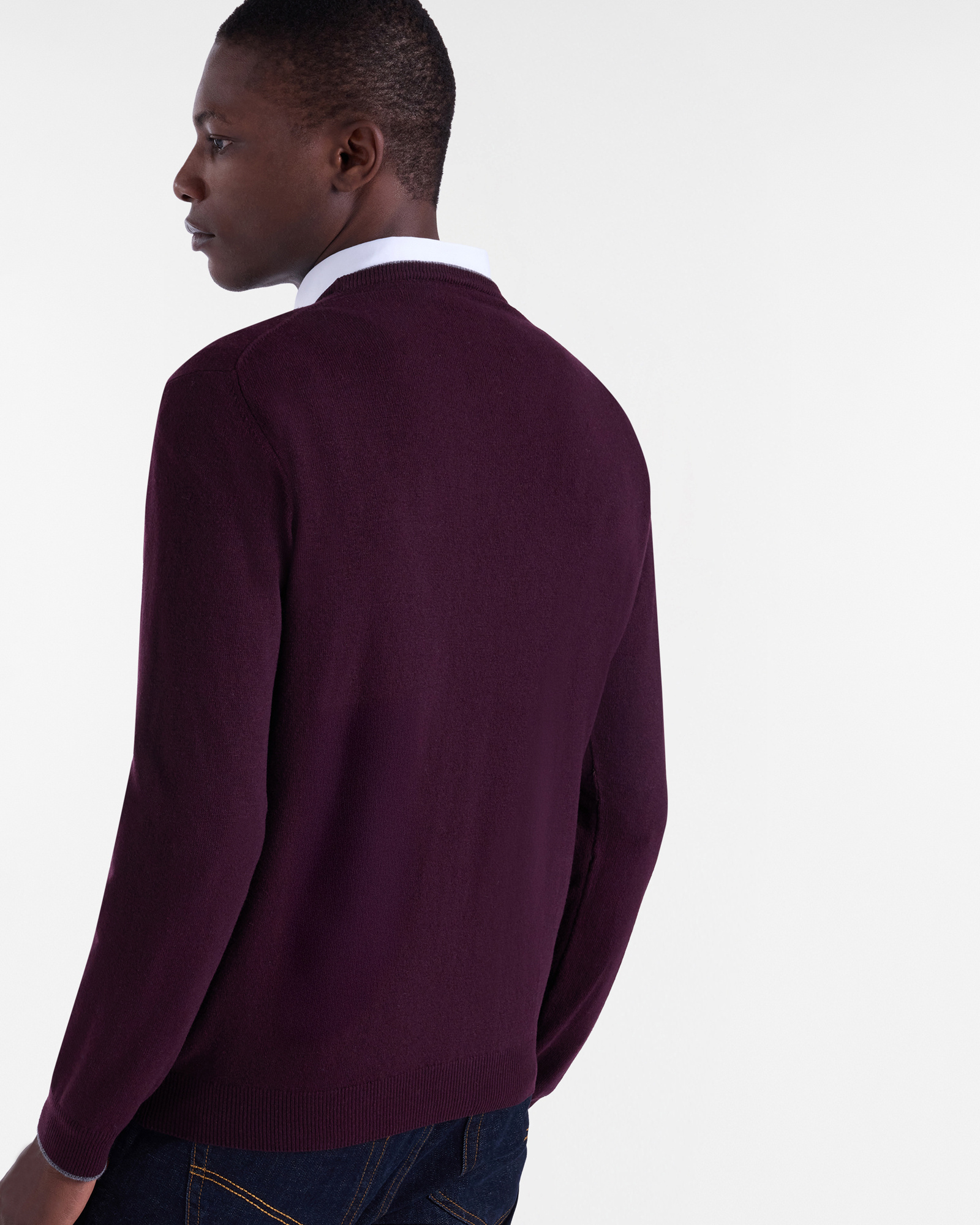 Sweater with Contrast Details, Dark Red, large image number 1