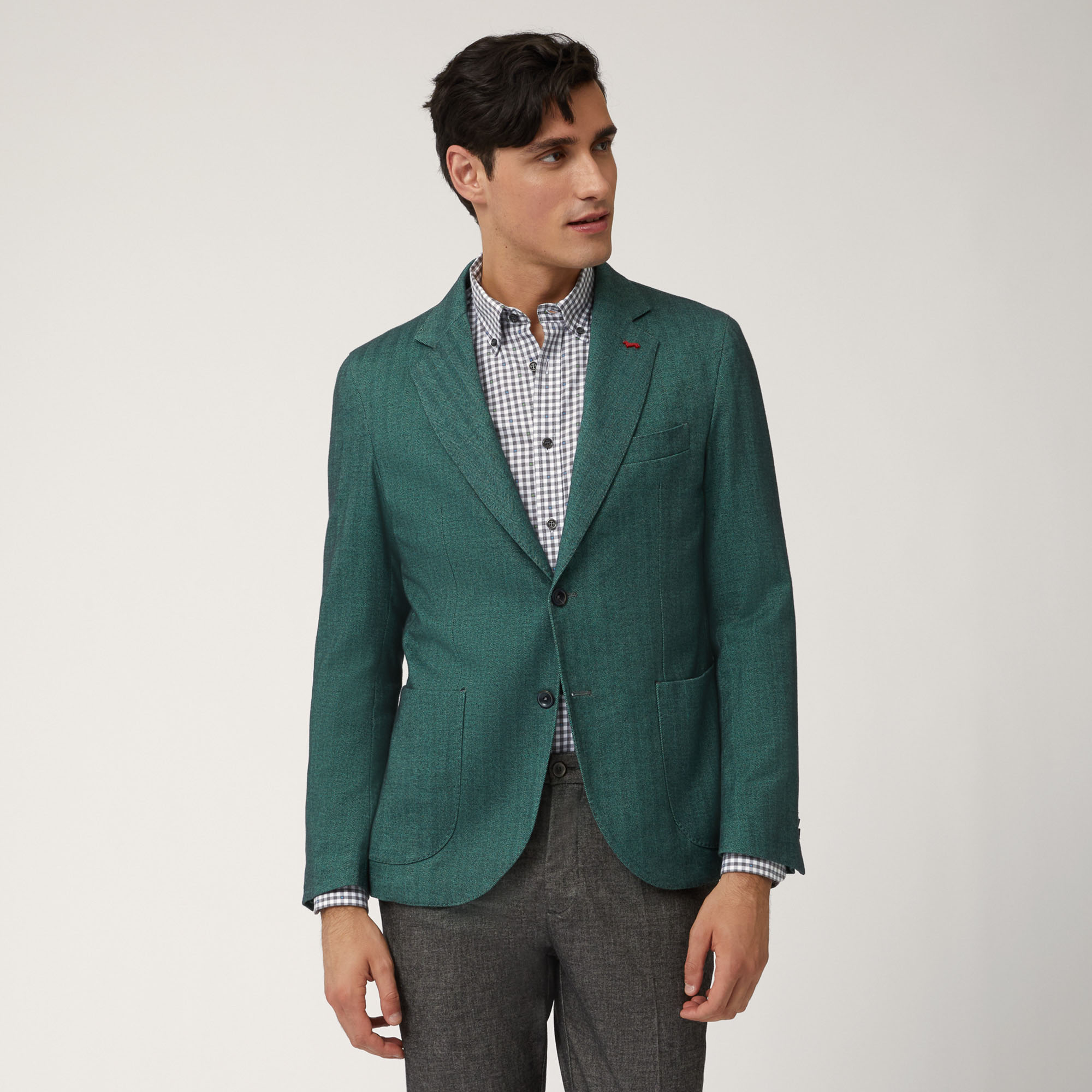 Blazer In Cotone Armaturato, Verde, large image number 0