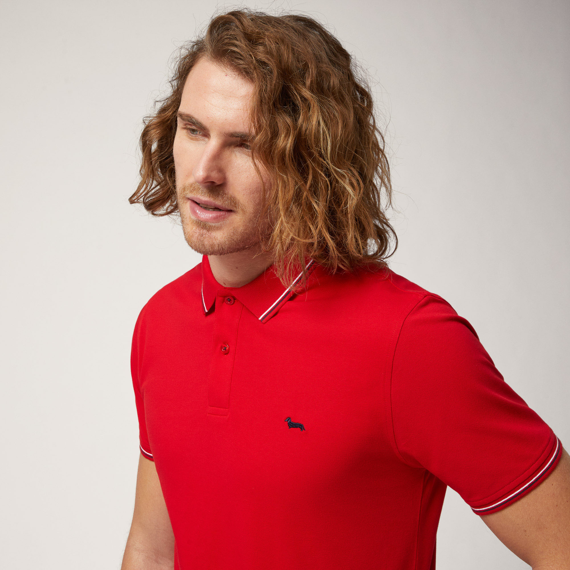 Polo with Striped Details, Red, large image number 2