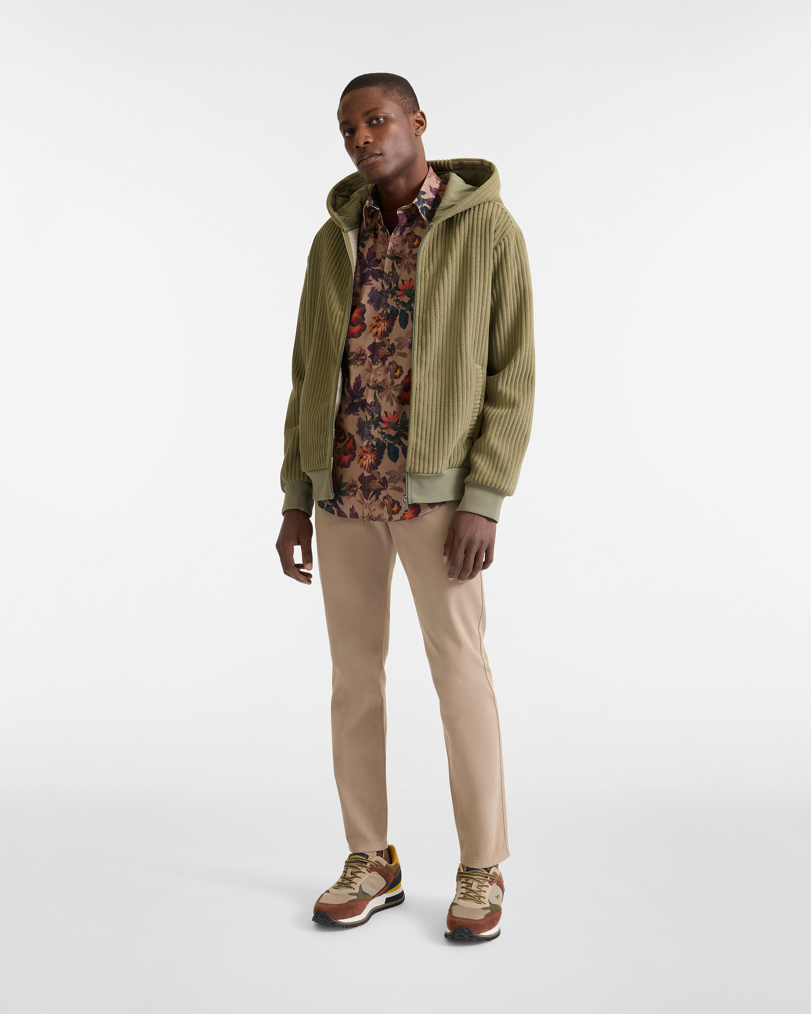 Velvet Shirt with Floral Design, Beige, large image number 3