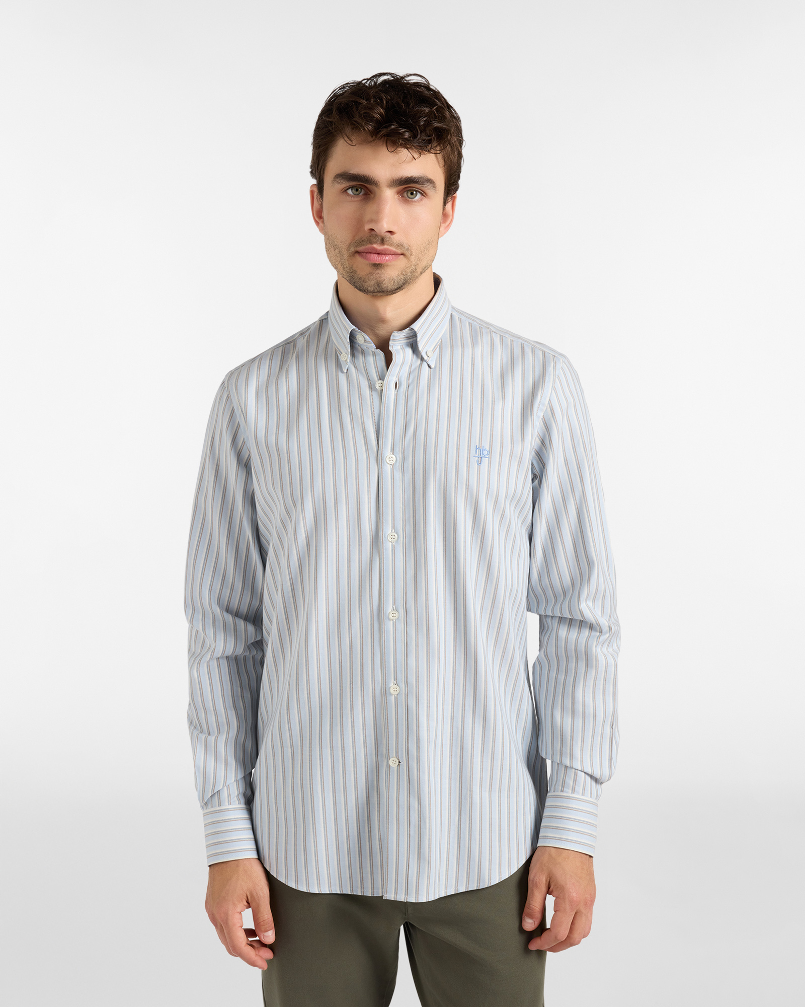 HBJ Men&rsquo;s Regular Fit Shirt with Monte Carlo Collar in Pure Cotton with White Stripes