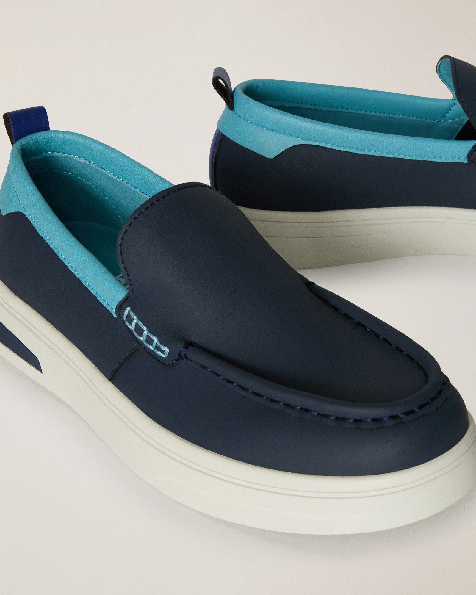 Multicolor Leather Loafers, Dark Blue, large image number 3