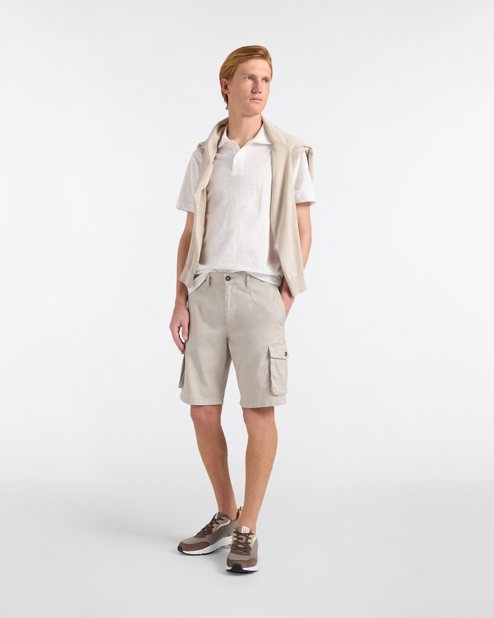 Polo uomo regular fit tinta unita collo classico, Bianco naturale, large image number 3