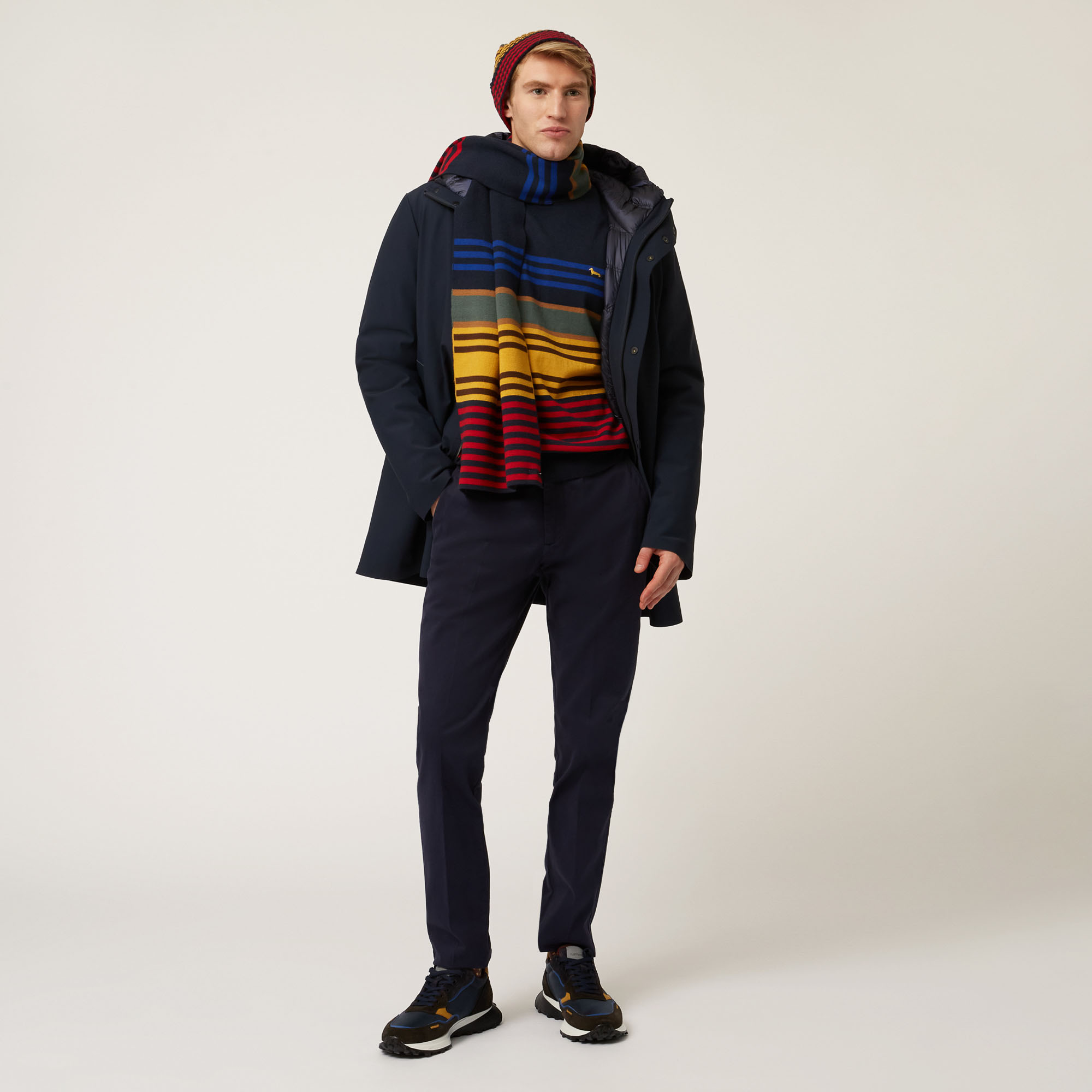 Technical Down-Padded Trench Coat With Hood, Blue, large image number 3