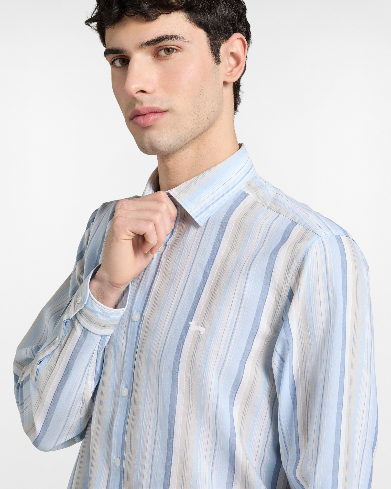 Camicia A Righe Super Light, Bianco, large image number 2