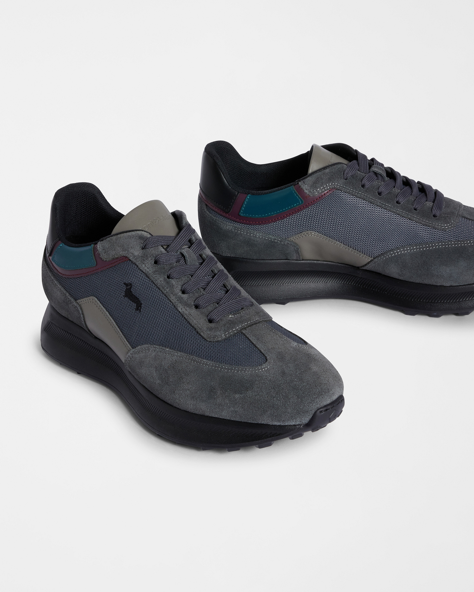 Sneakers in Fabric and Suede, Gray, large image number 3