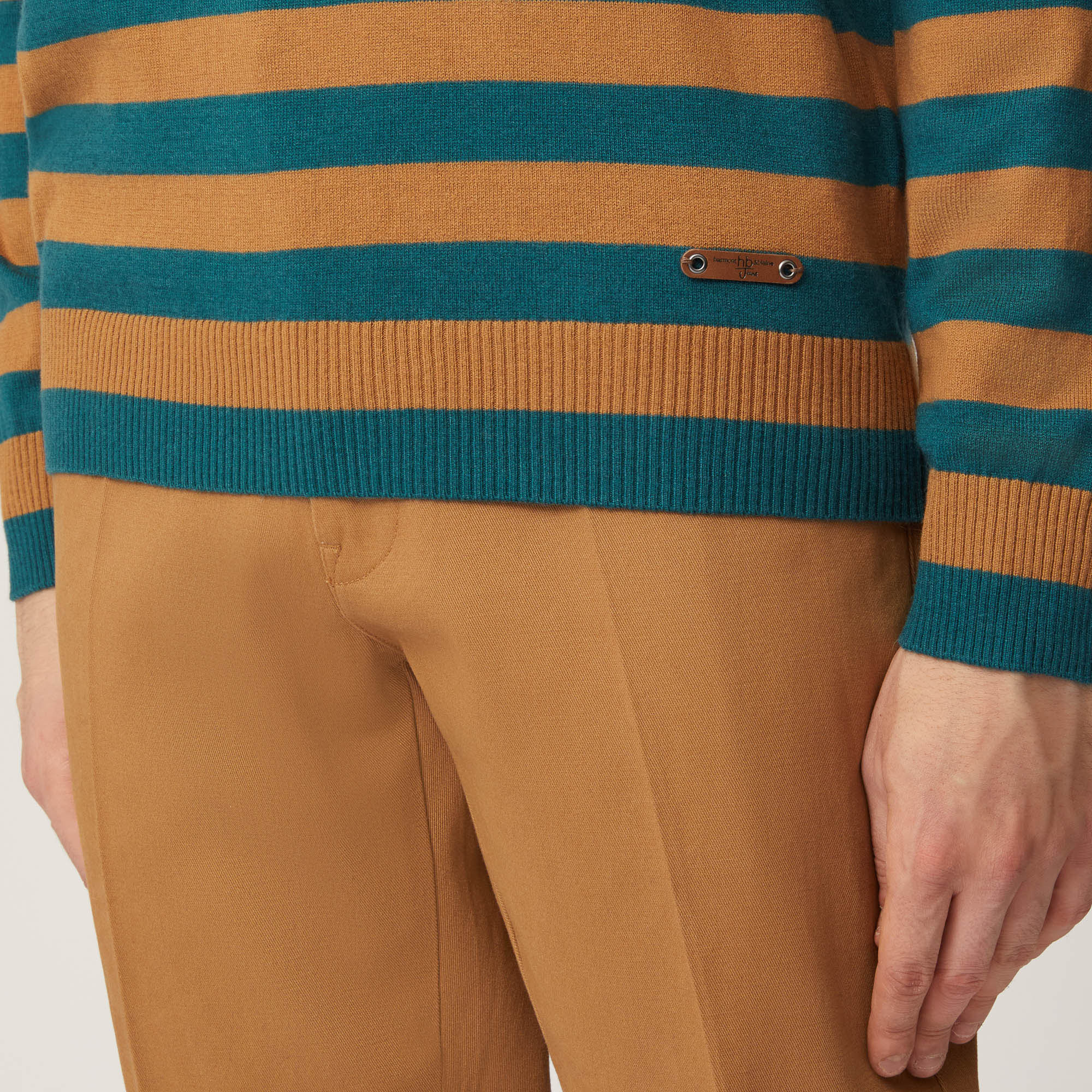 Pullover Girocollo A Righe Orizzontali Multicolor, Marrone, large image number 2