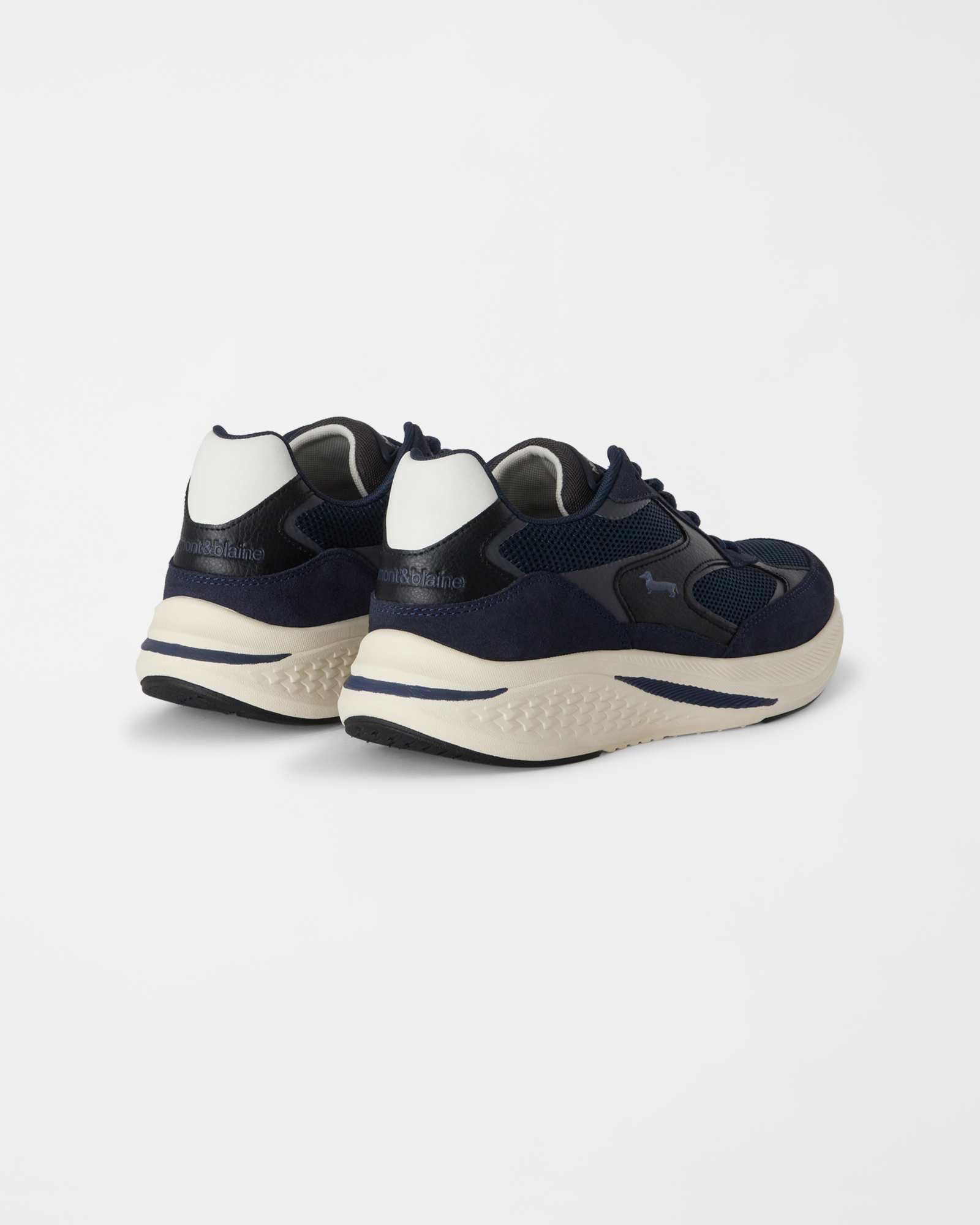 Men's suede and technical mesh sneakers, BLUE, large image number 2