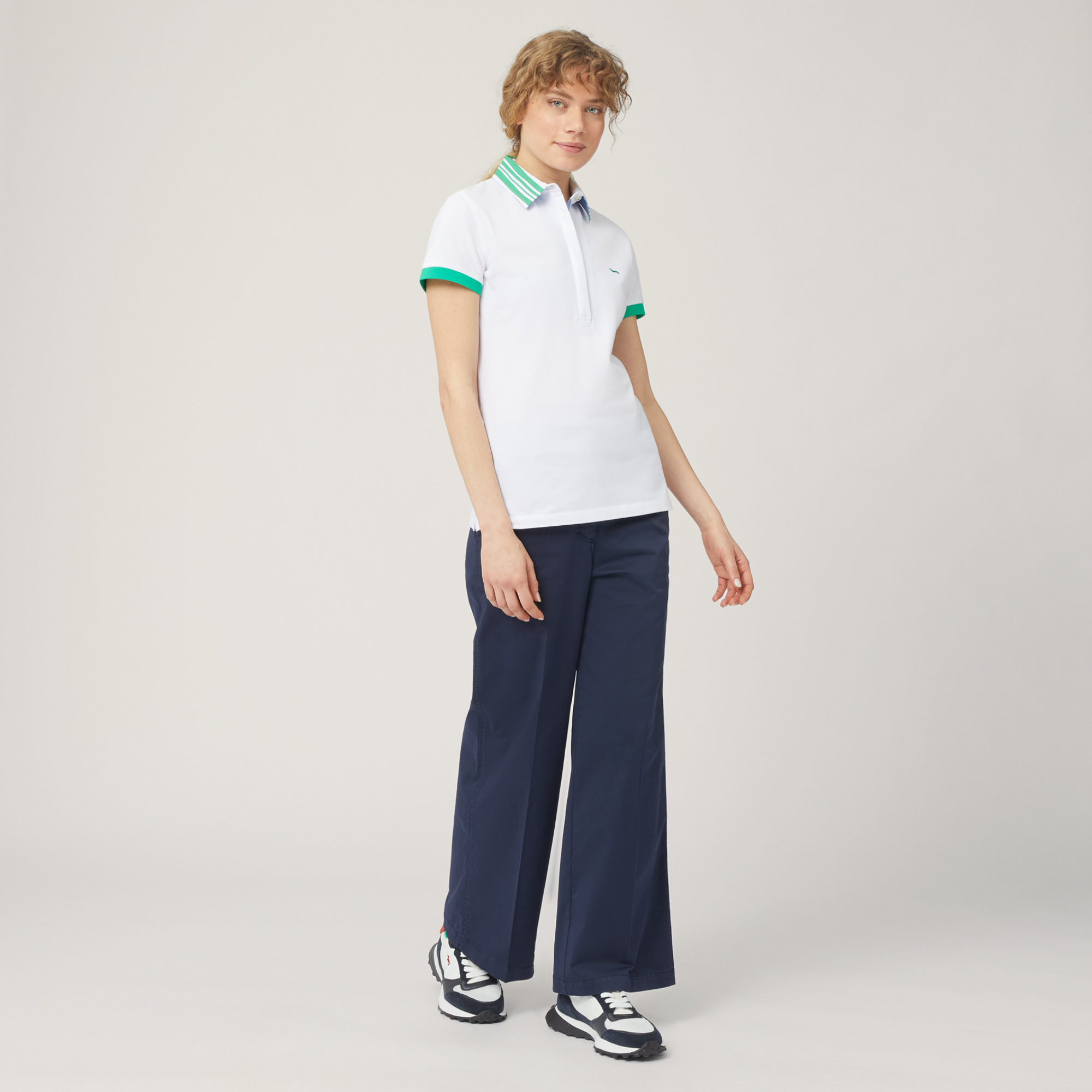 Vietri Polo Shirt with Printed Collar, White, large image number 3