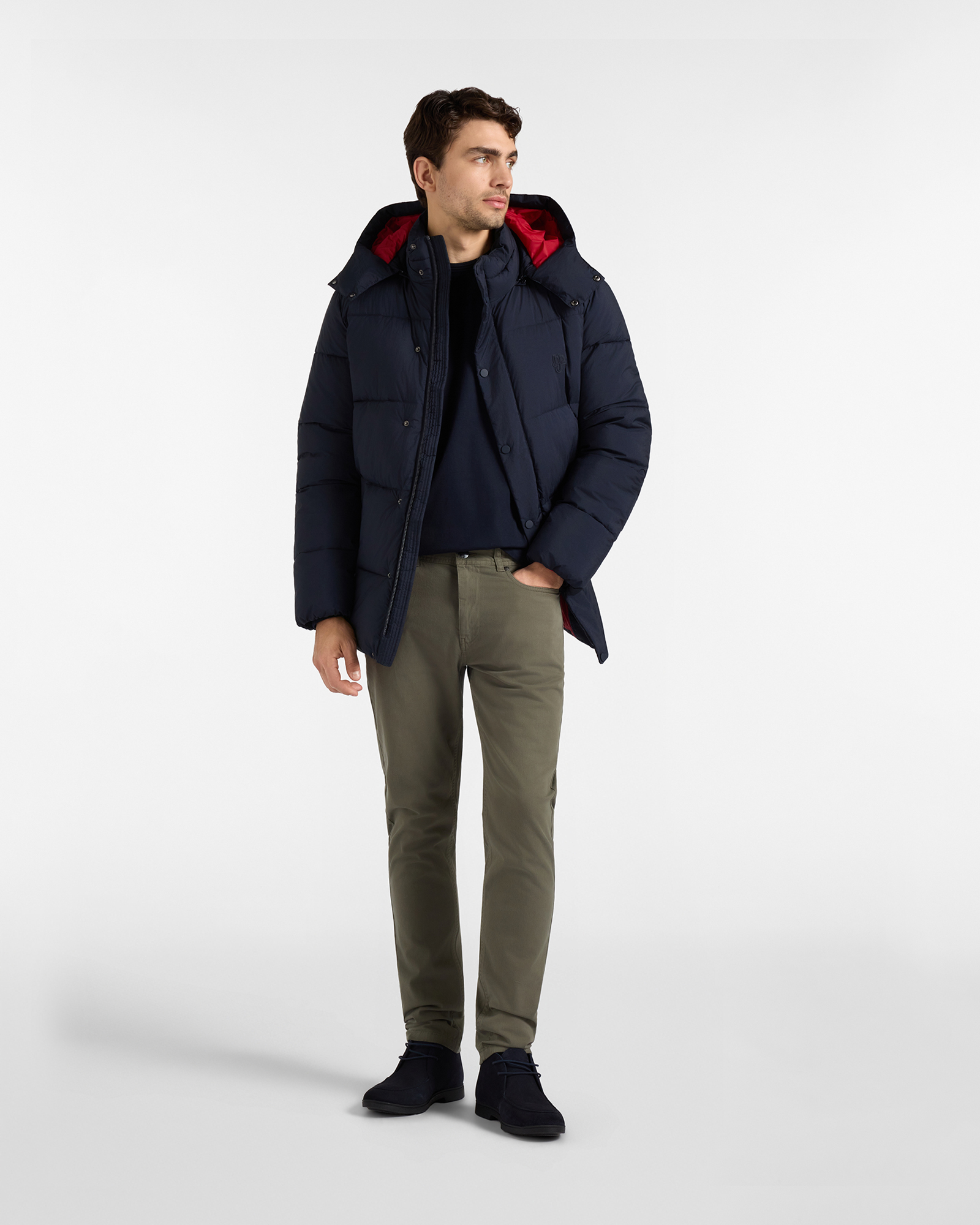 Pantalone HBJ Uomo 5 Tasche Narrow Fit in Gabardina di Cotone Stretch, VERDE, large image number 3