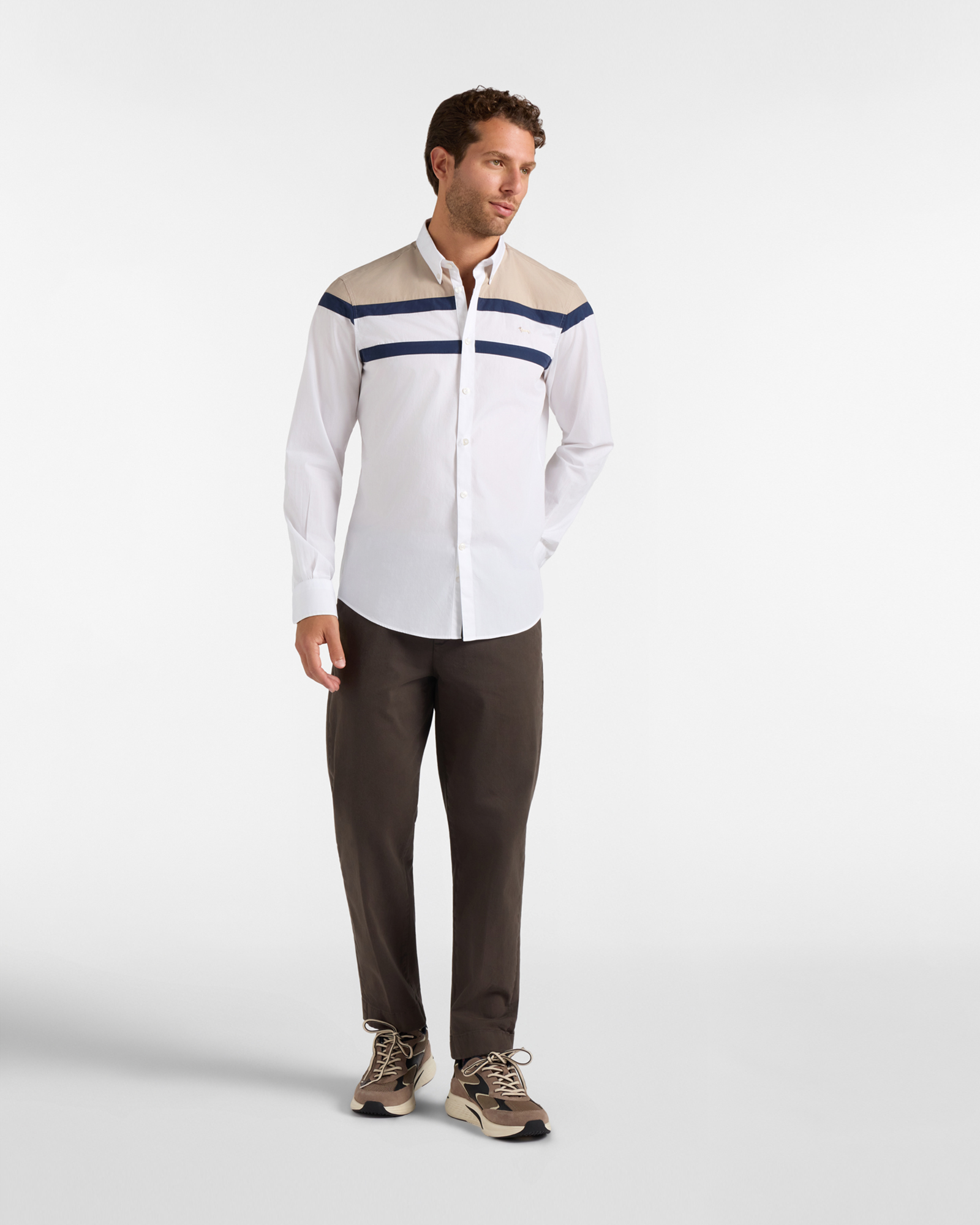 Men's regular-fit  peach poplin shirt with bands, WHITE, large image number 3