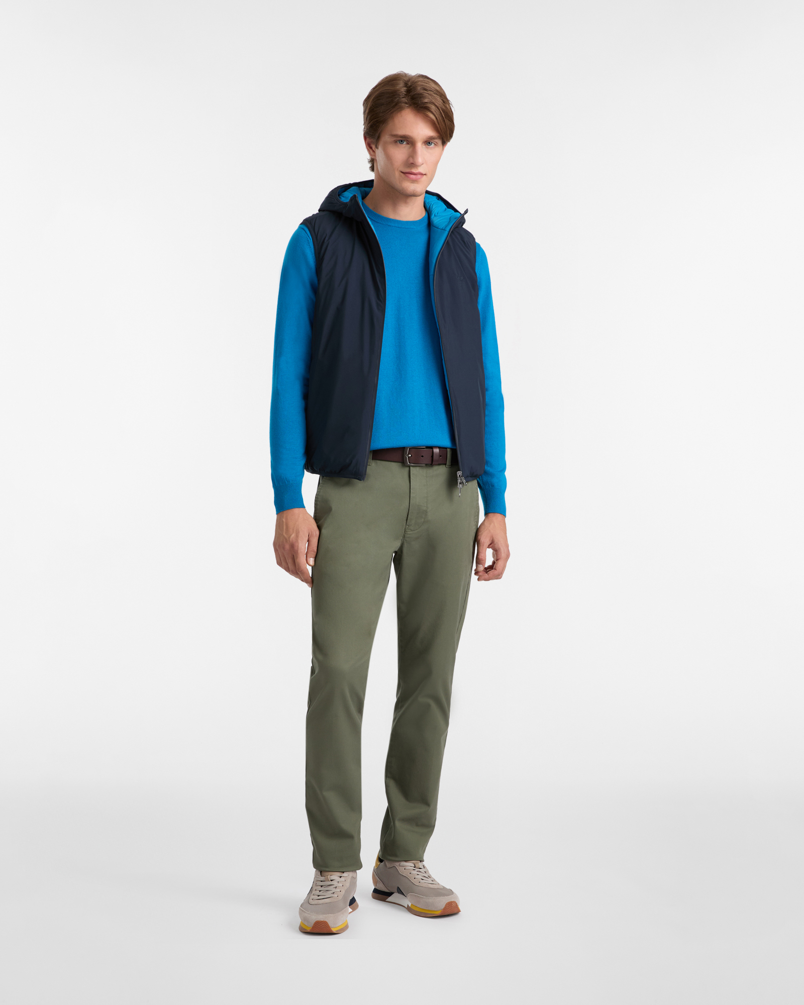 Maglione Girocollo con Toppe a Quadri, Turchese, large image number 3