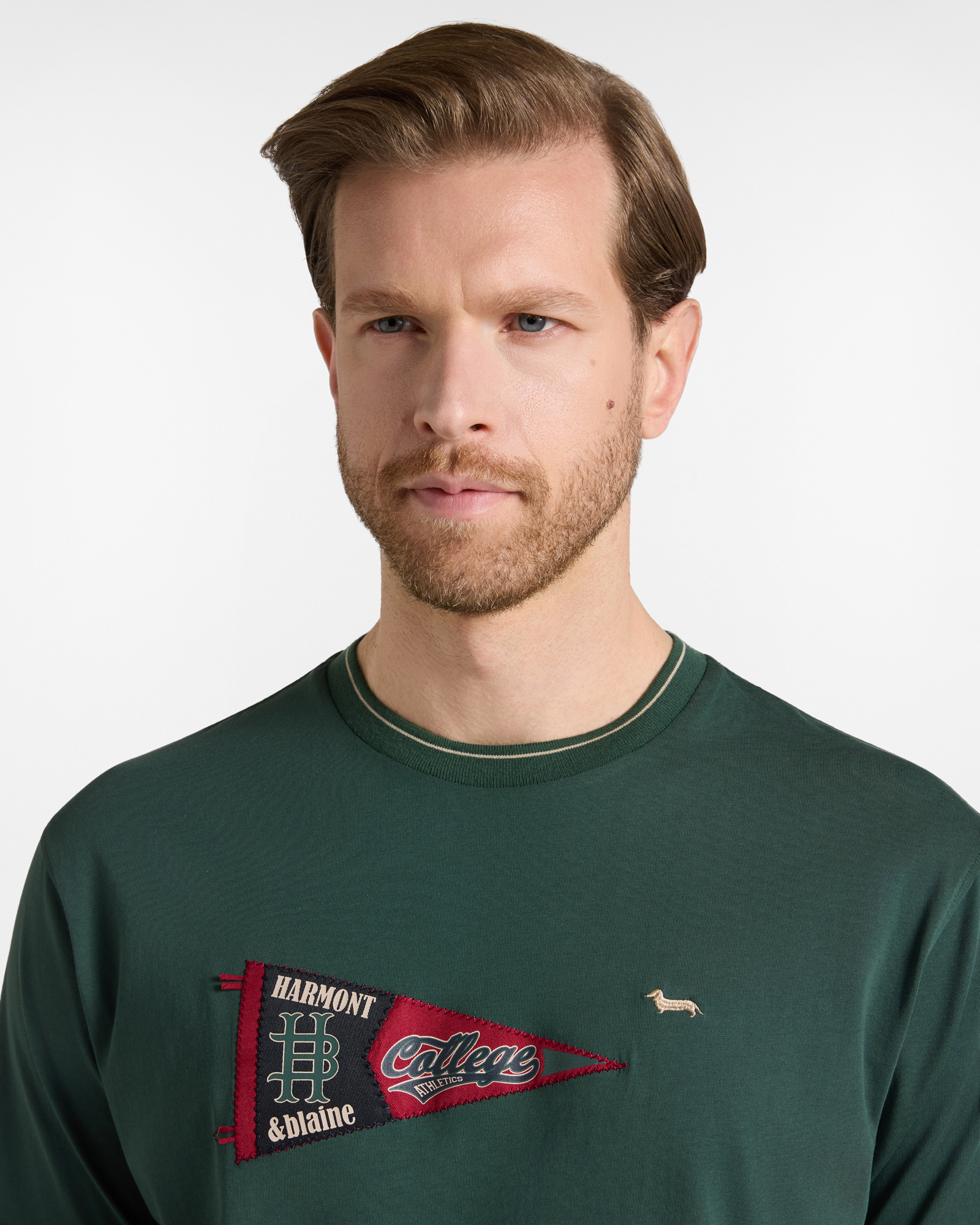 JERSEY T-SHIRT WITH FLAG, BOTTLE GREEN, large image number 2