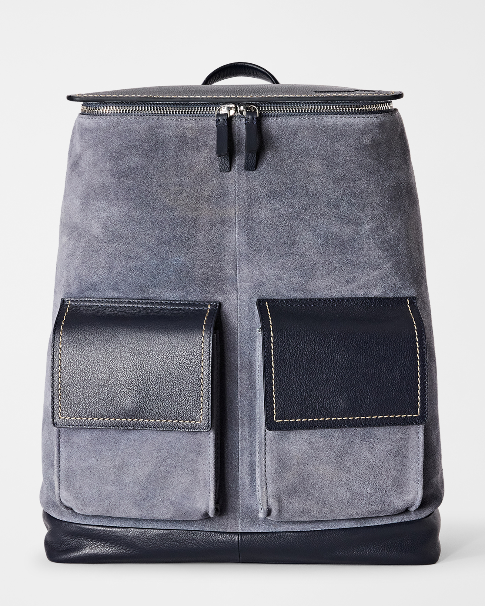 Men&rsquo;s powder blue suede and smooth leather rucksack