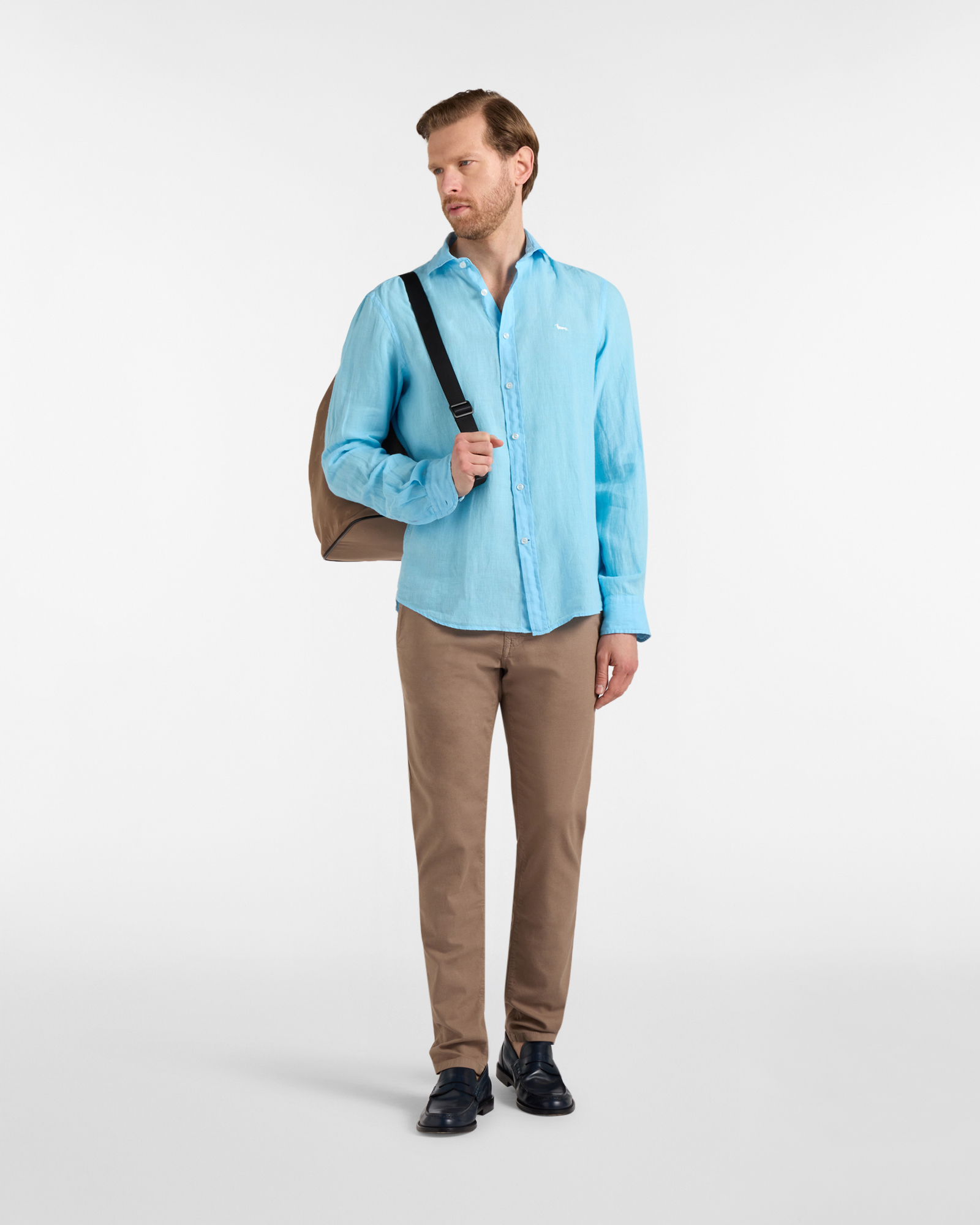 Solid color pure linen shirt, Celeste, large image number 3