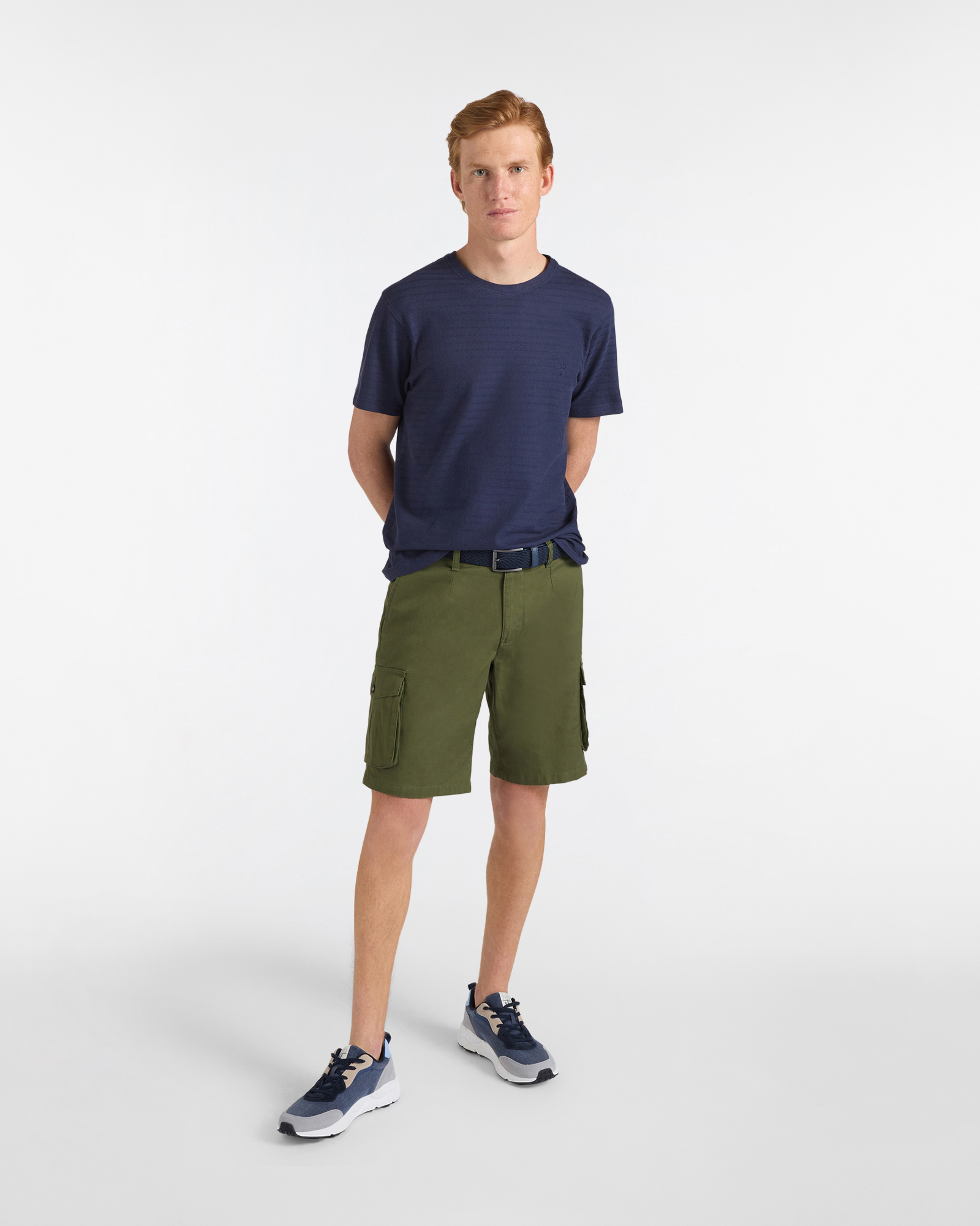 T‑shirt Uomo con Effetto Dobby Regular Fit, Blu scuro, large image number 3