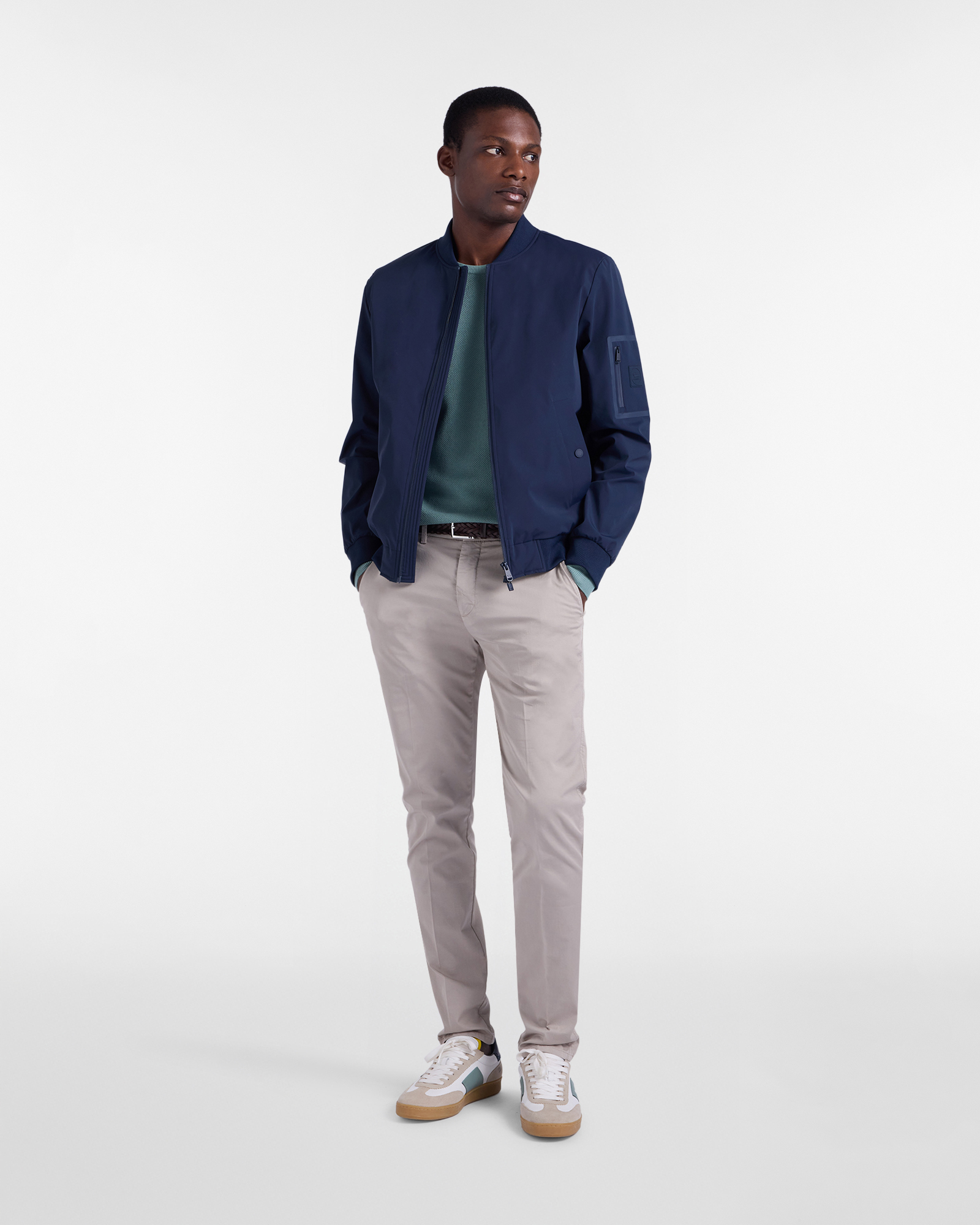 Men&rsquo;s lightweight nylon bomber jacket, Navy Blue, large image number 3