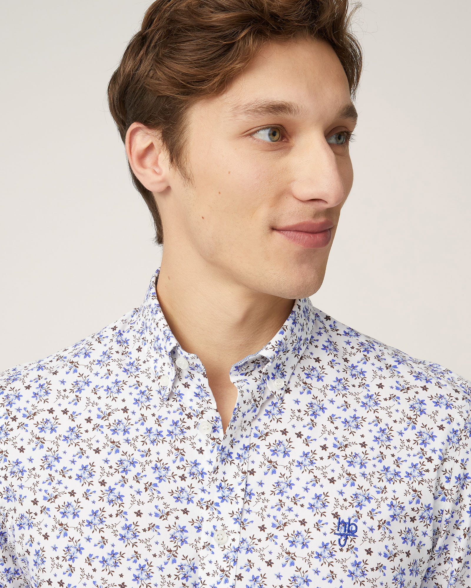 Cotton Floral Shirt, Electric Blue, large image number 2