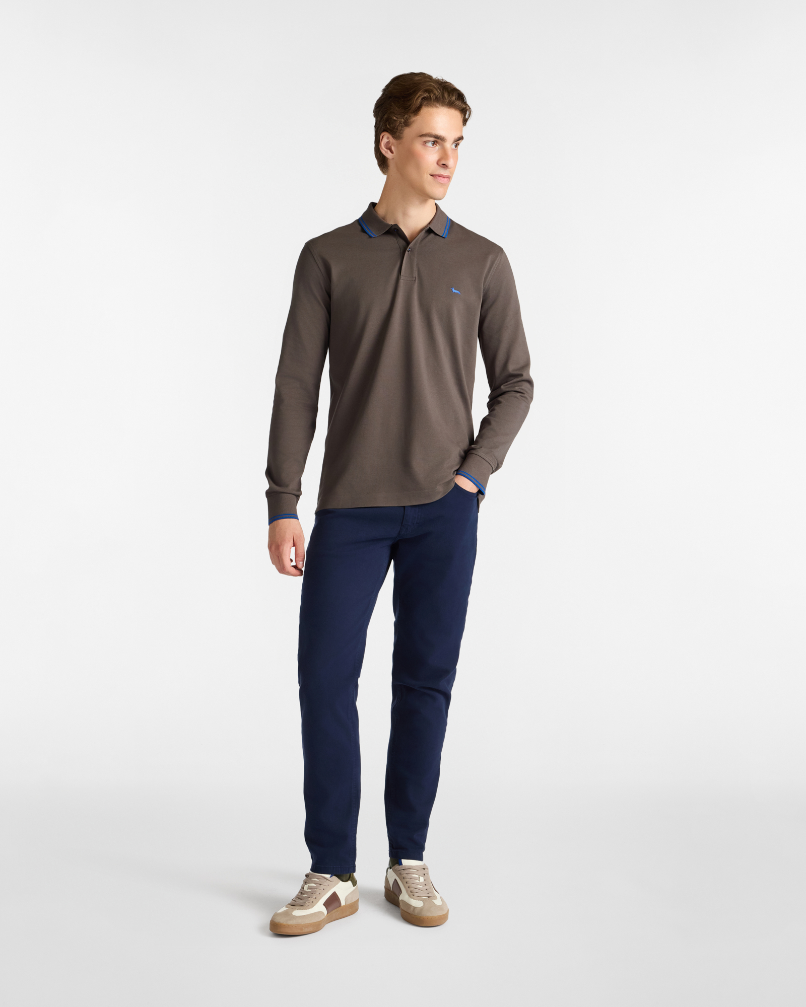 Narrow Fit Gabardine Pants, Navy Blue, large image number 3