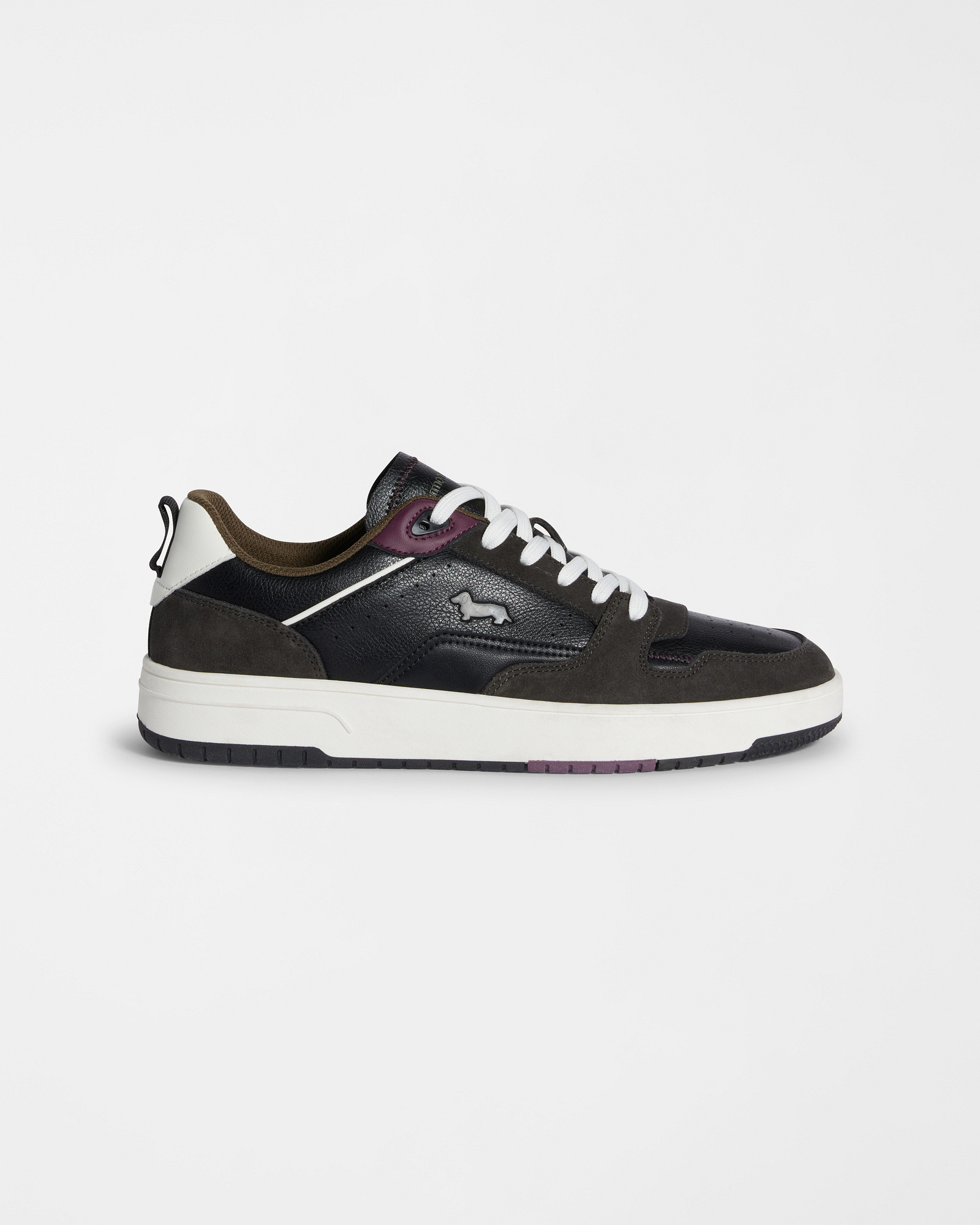 Zapatillas de estilo urbano en cuero y ante, Gris, large