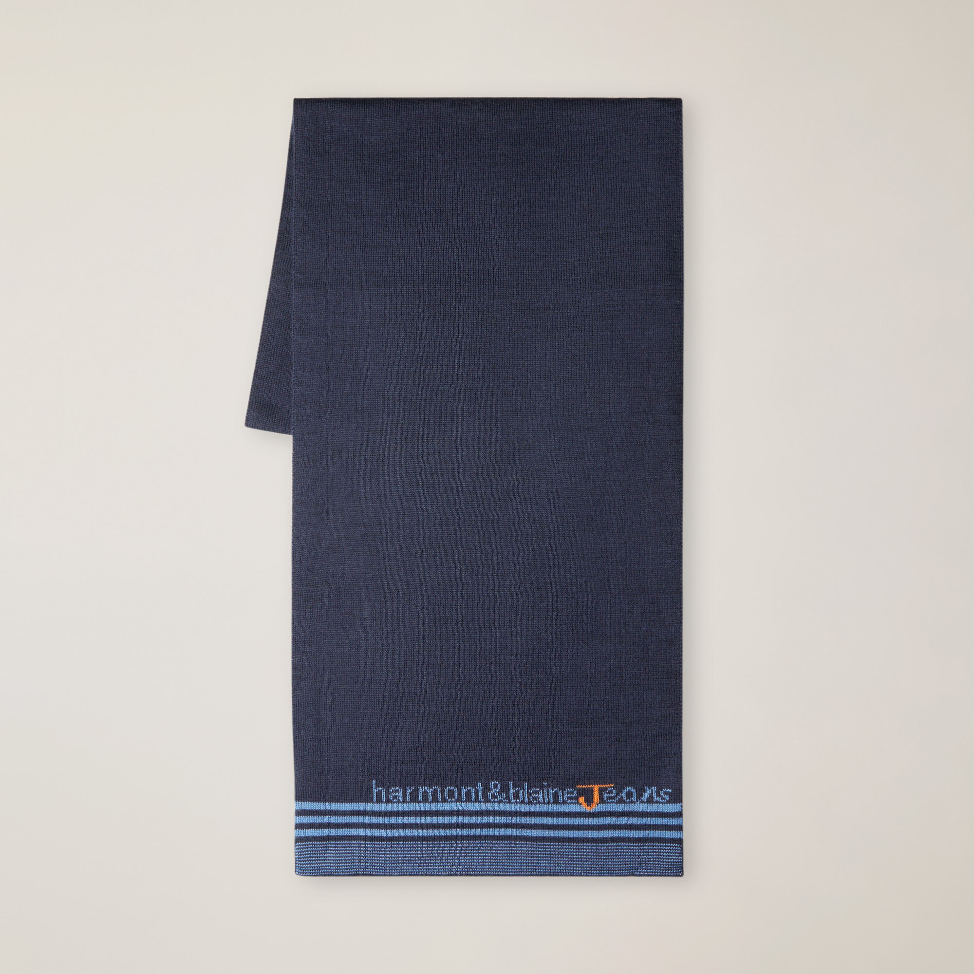 Sciarpa In Misto Lana Con Lettering E Righe, Light Blue, large image number 0