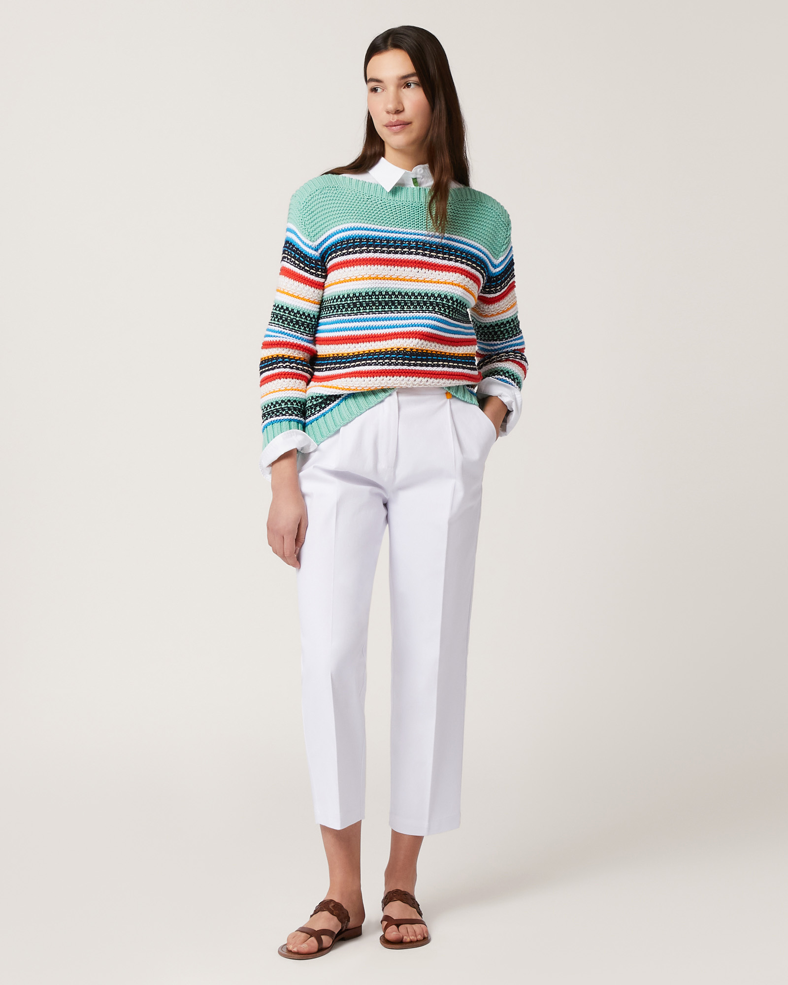 Multicolor Cordonetto Sweater, Turquoise, large image number 3