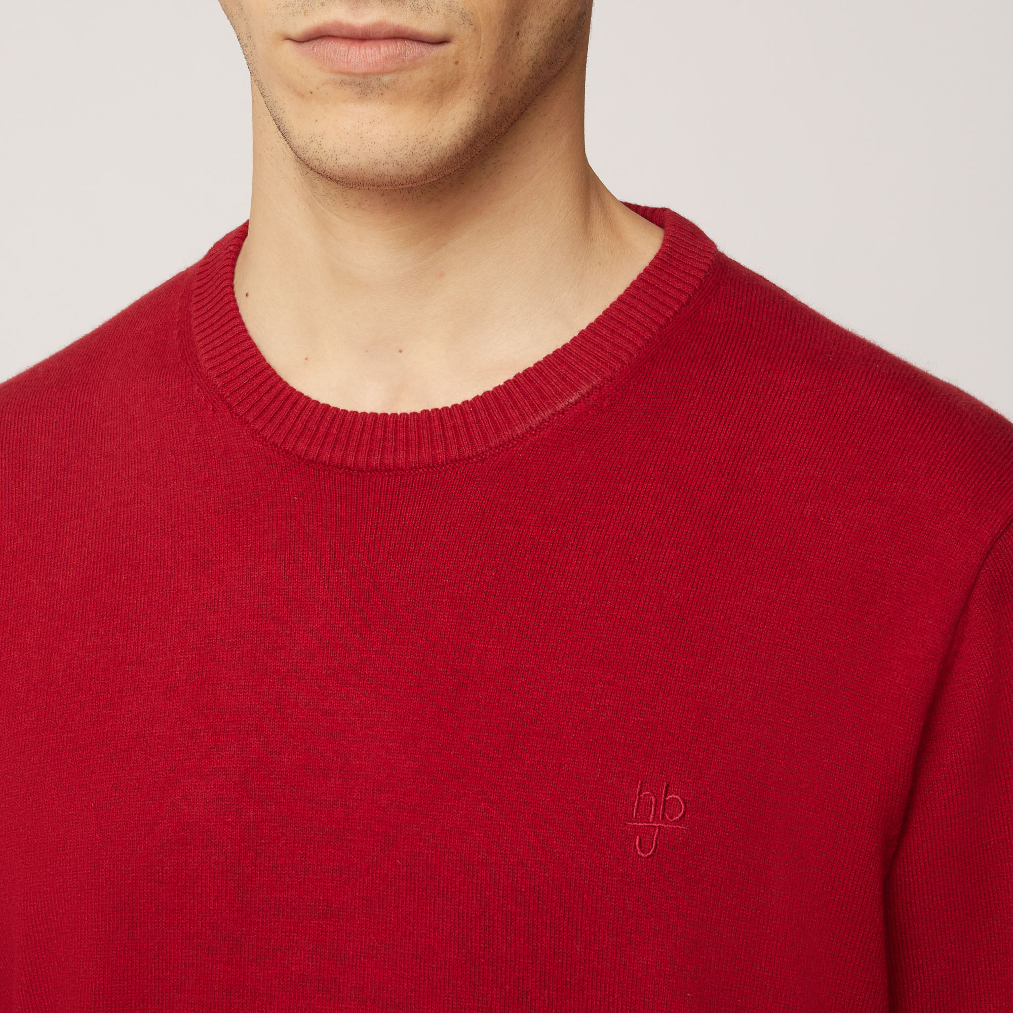Pullover Girocollo Con Toppe Sui Gomiti, Rosso, large image number 2