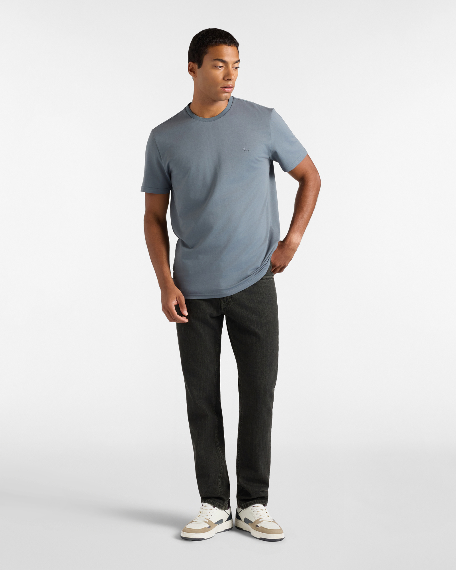 Camiseta de hombre en mezcla de algod&oacute;n y seda corte regular, GRIS, large image number 3