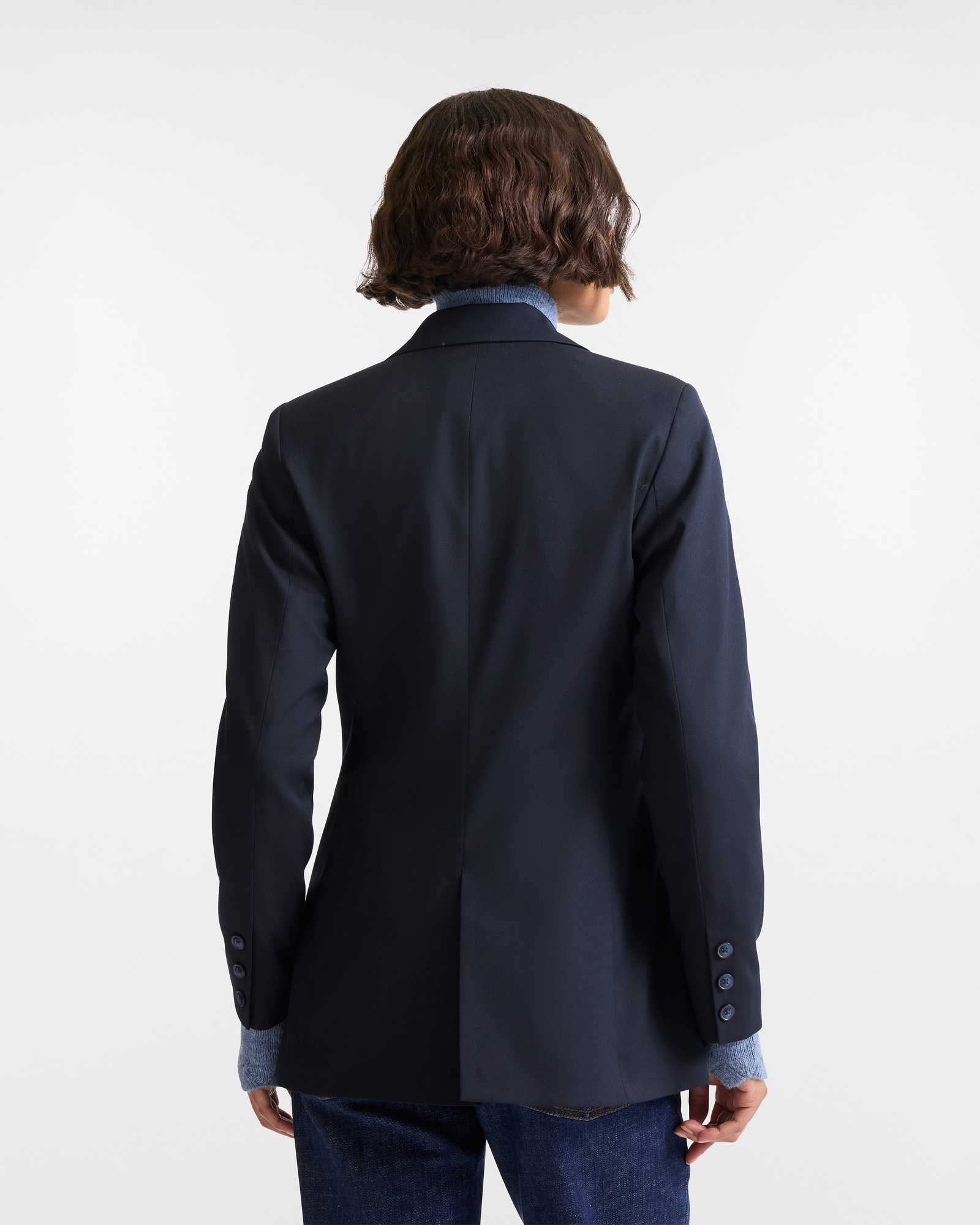 Fluid Single-Breasted Jacket, Navy Blue, large image number 1