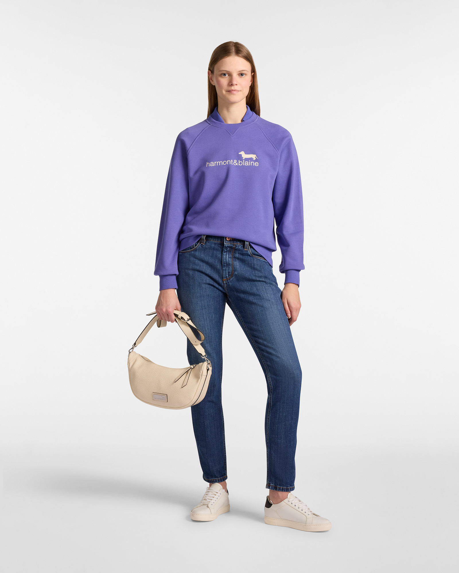Cotton Sweatshirt with Contrast Logo, Hydrangea Purple, large image number 3