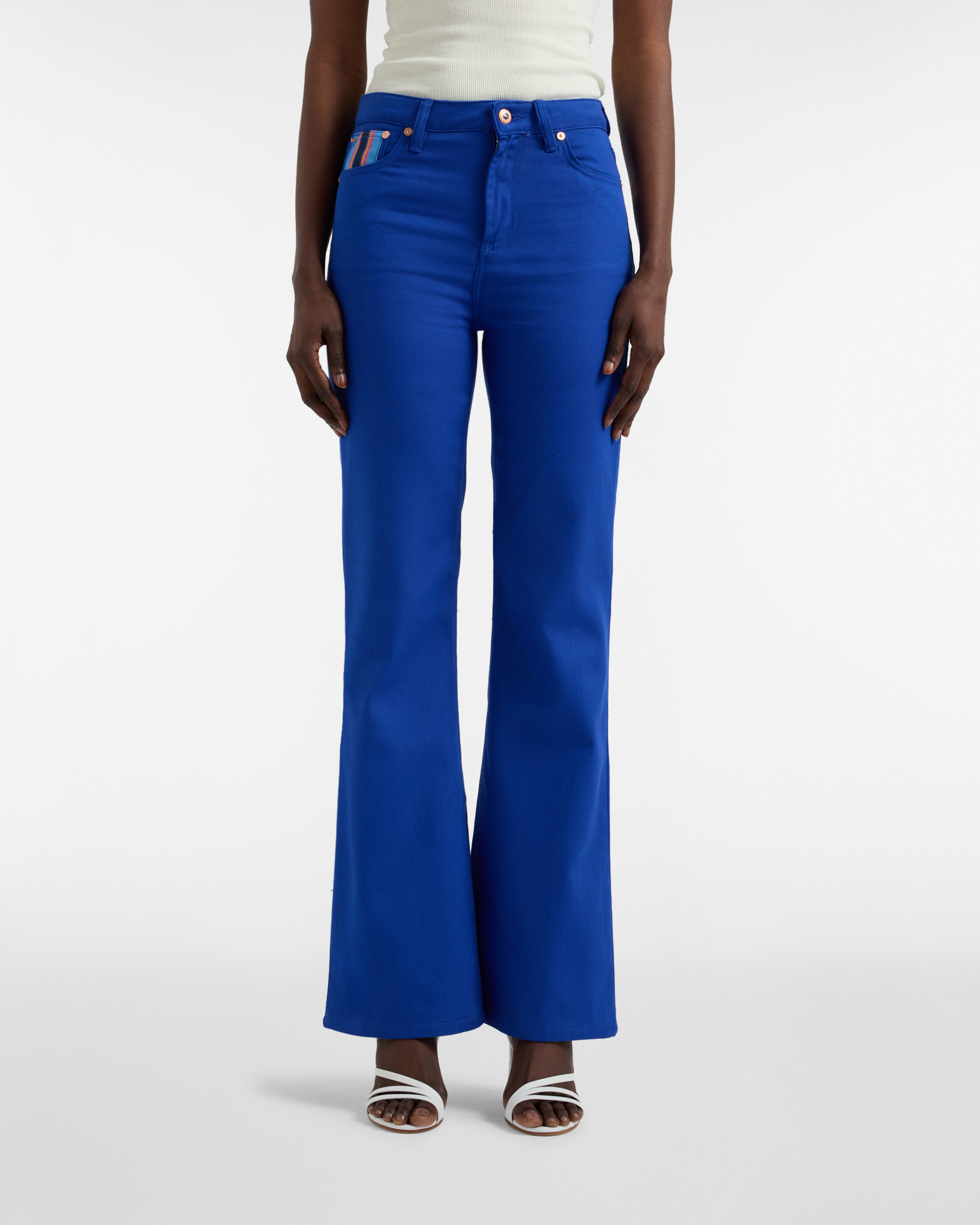 Women's high-waisted five-pocket cotton pants