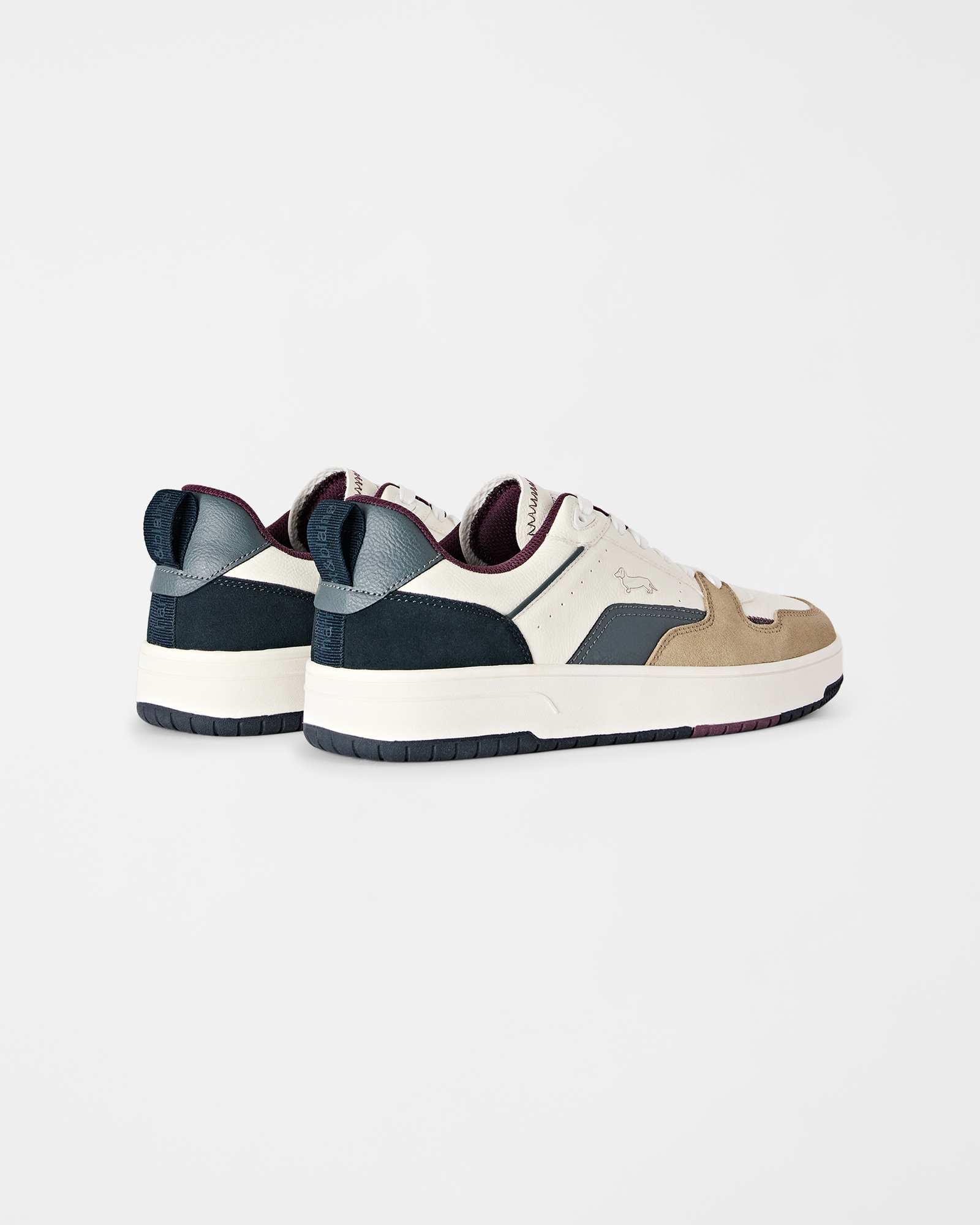 Men's basketball-style sneakers in genuine leather and suede, TAUPE - OFF-WHITE, large