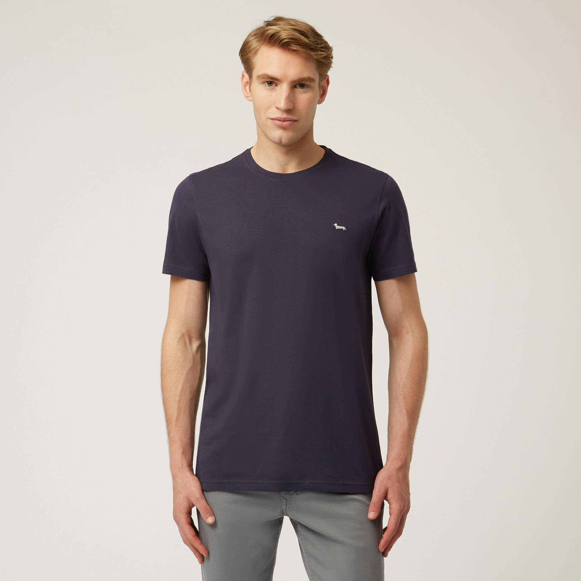 Essentials t shirt in plain coloured cotton, Blue, large image number 0