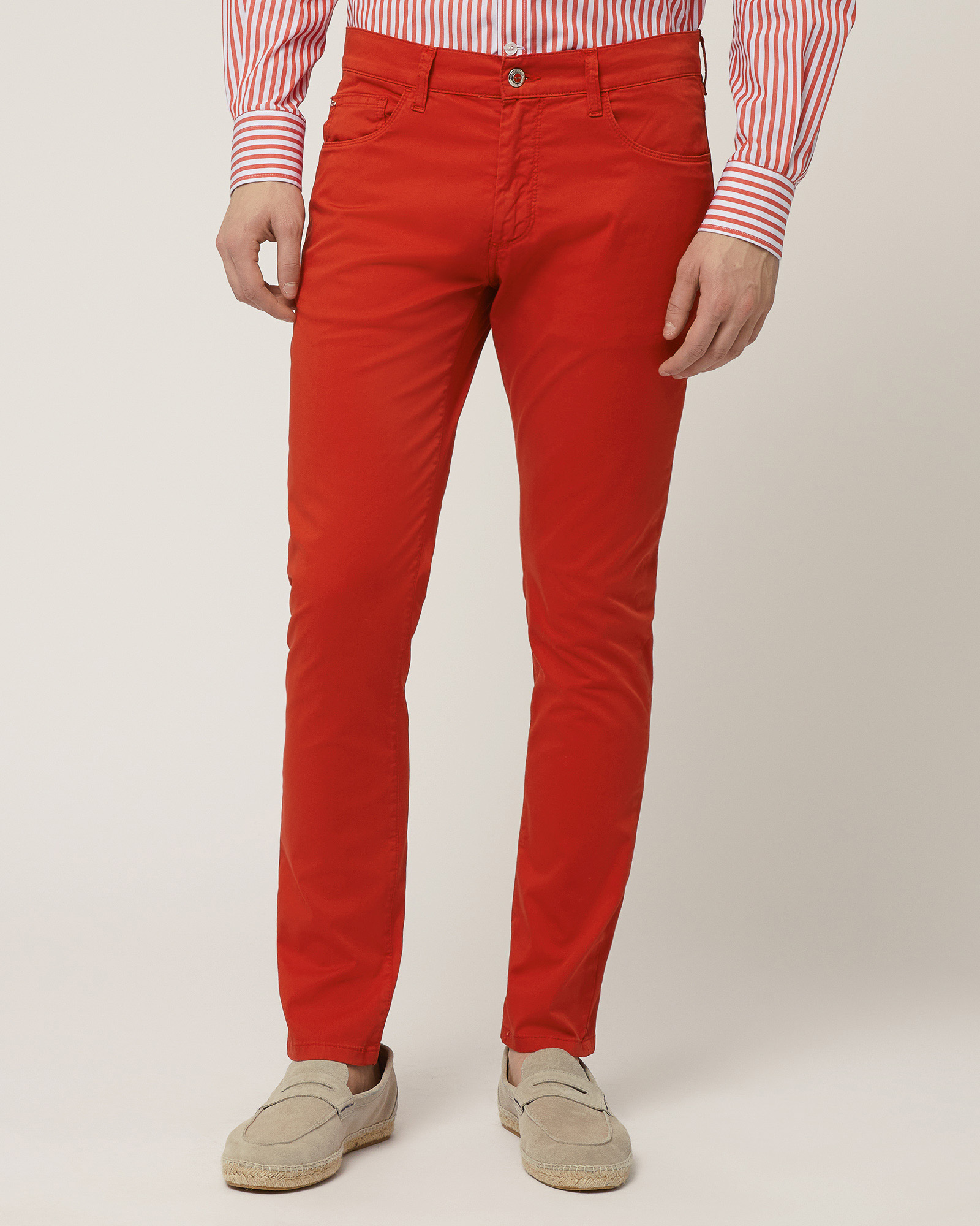 Cotton Blend Slim Pants