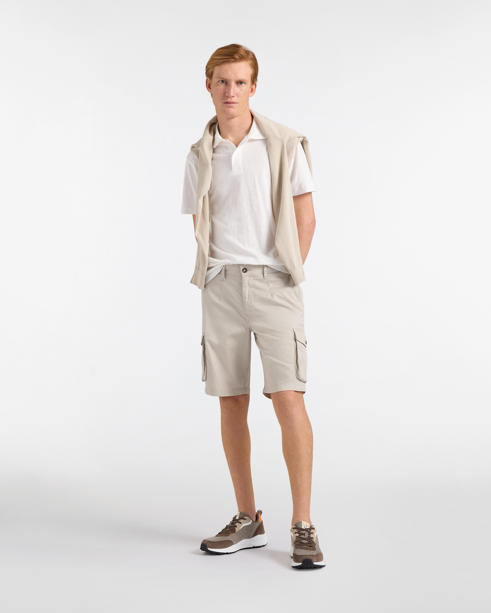 Bermuda Uomo Stile Cargo Regular Fit, Beige, large image number 3