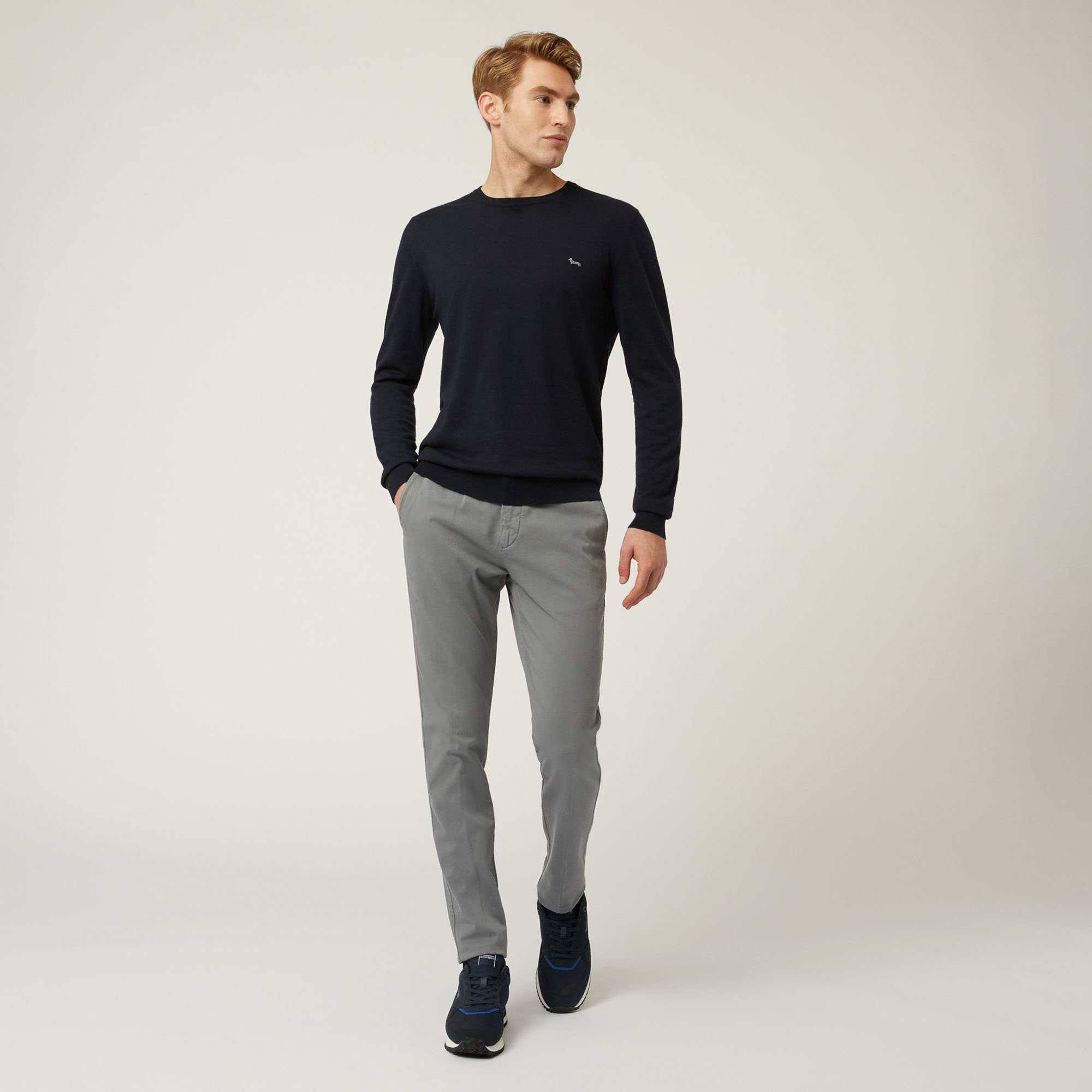 Maglia Essentials in cotone e cashmere, Blu, large image number 3