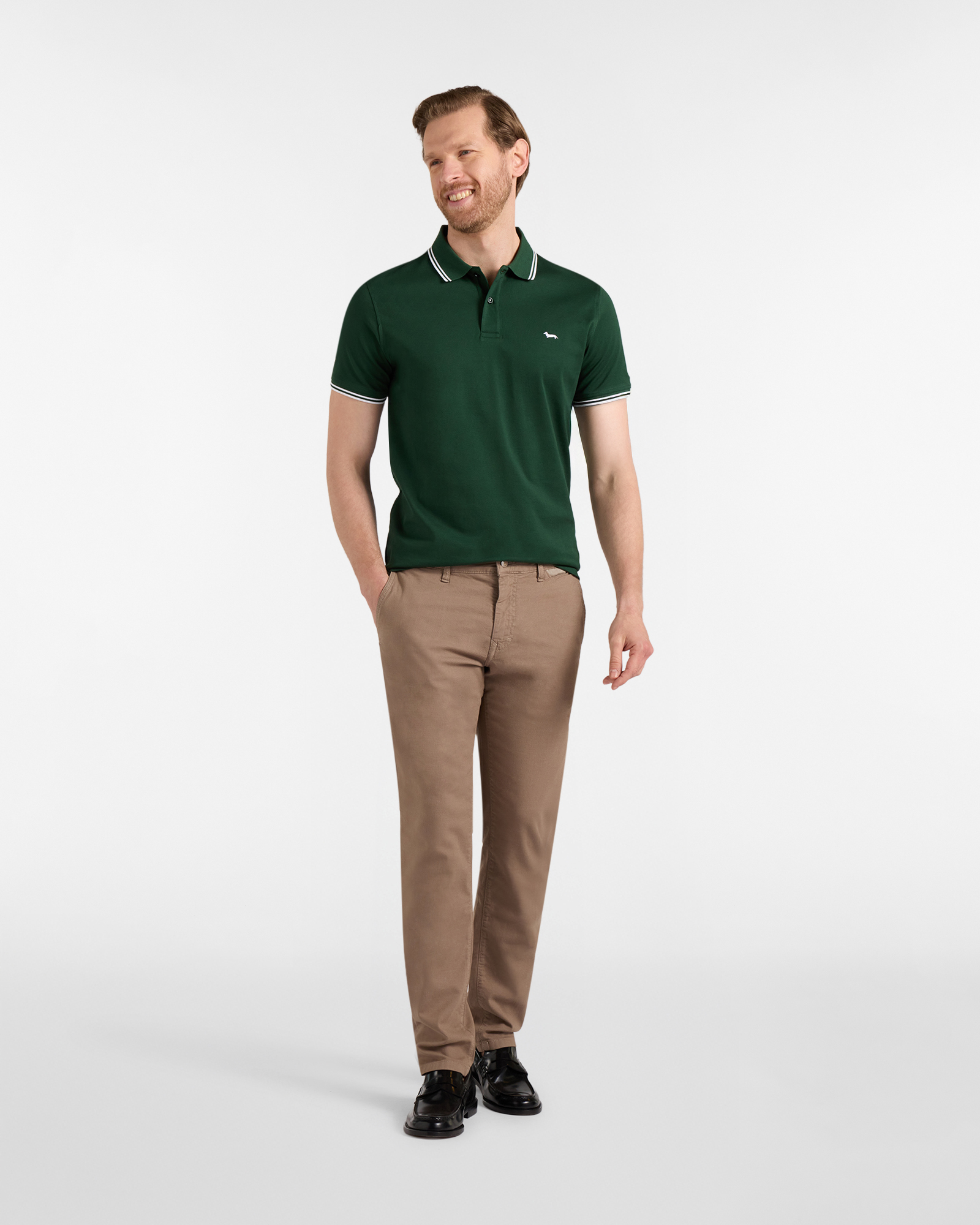 Men's polo shirt with contrasting stripe details, Amaranth, large image number 3