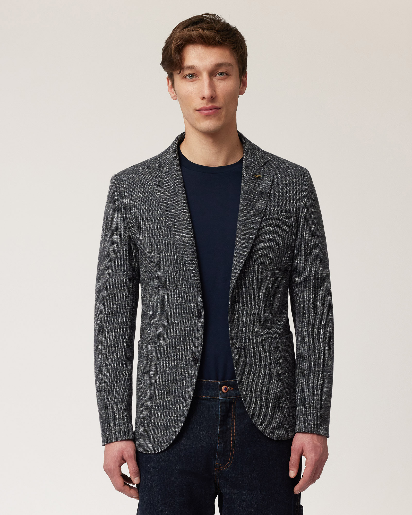 Giacca Cardigan In Jersey, Blu Navy, large