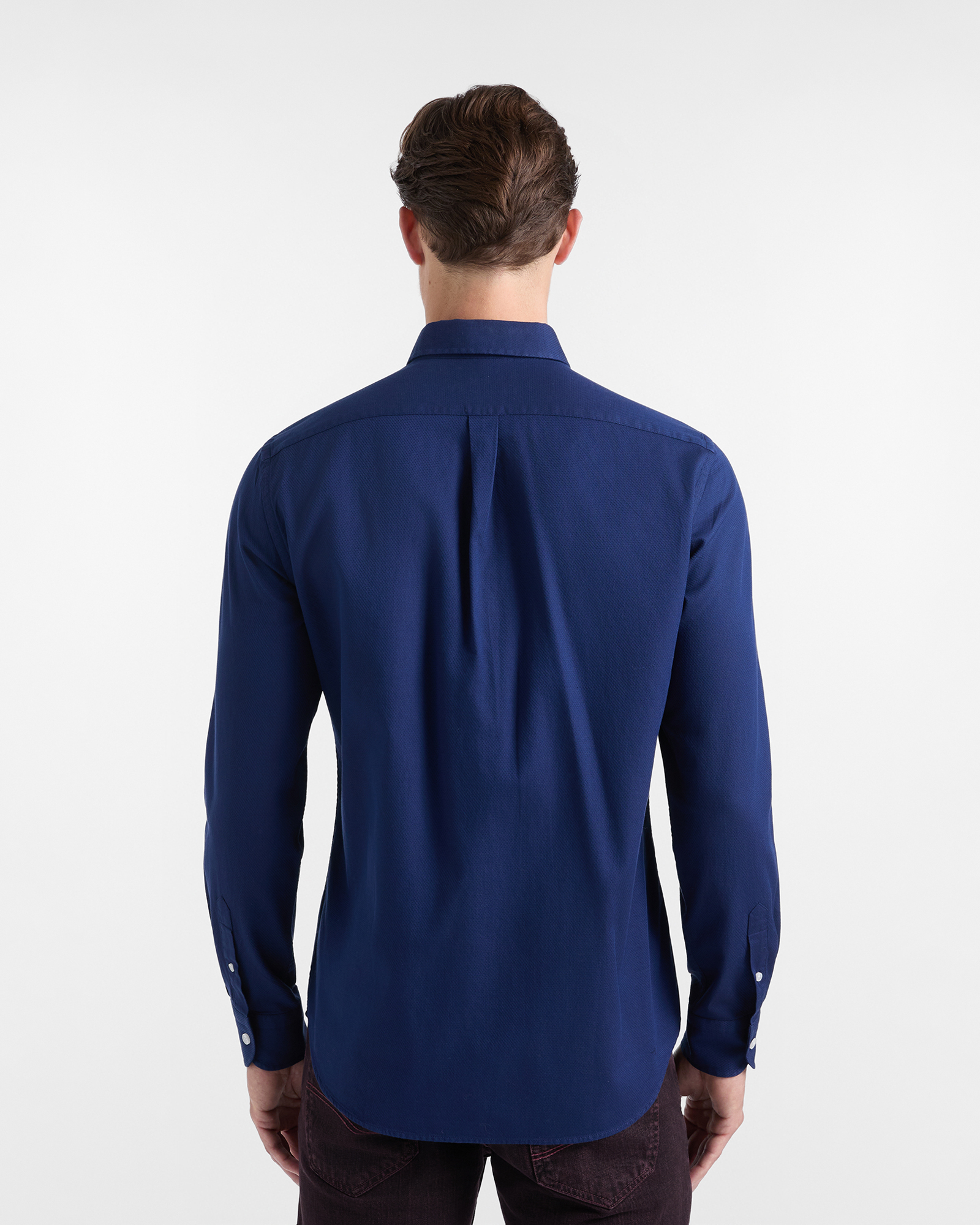 Men's regular-fit sport dark blue micro jacquard shirt, SPORT BLUE, large image number 2